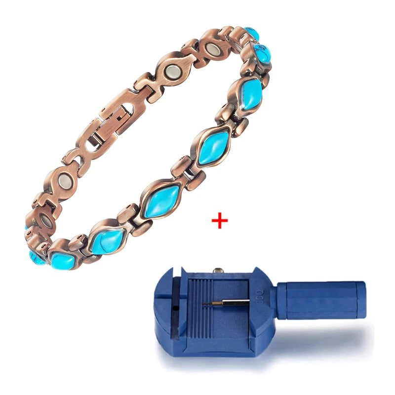 Wollet Magnetisch koperen armband voor vrouwen, magnetische armbanden voor vrouwen, turkoois sieraden met 3500 Gauss-magneet (met geschenkdoos) (Type B Wollet Magnetisch koperen armband voor vrouwen, magnetische armbanden voor vrouwen, turkoois sieraden met 3500 Gauss-magneet (met geschenkdoos) (Type B
