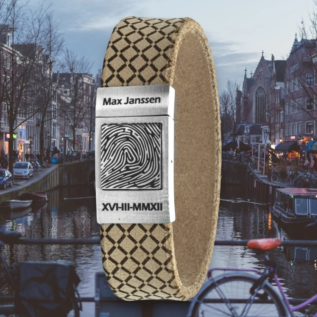 Upload je Vingerafdruk op 8 soorten leren armband – Amsterdam edition