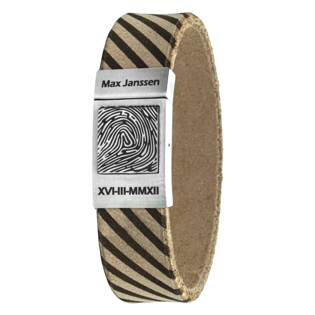 Vingerafdruk armband Italiaans leer – Striped Edition