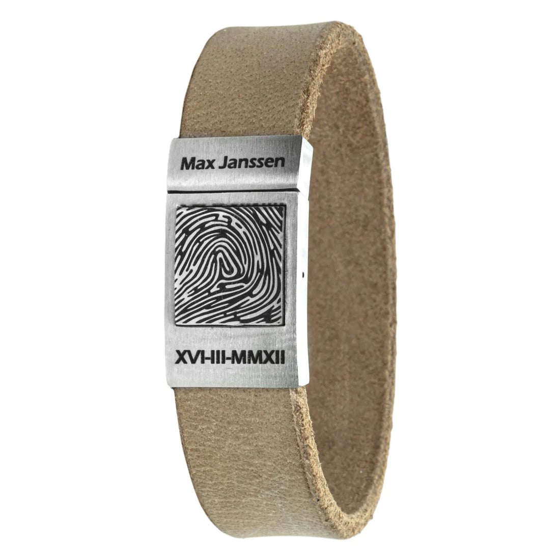 Vingerafdruk op Armband – Gevlochten leer (Zwart / Bruin leer)