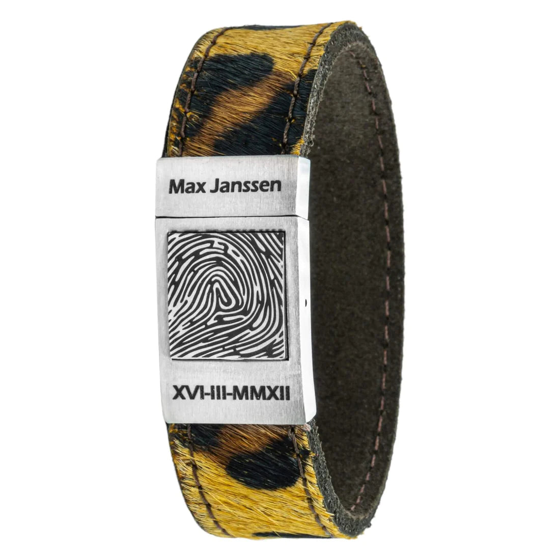 Vingerafdruk op Armband – Gevlochten leer (Zwart / Bruin leer)