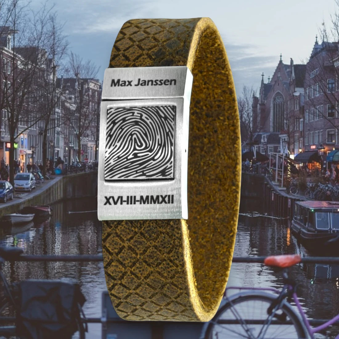 Upload je Vingerafdruk op 8 soorten leren armband – Amsterdam edition