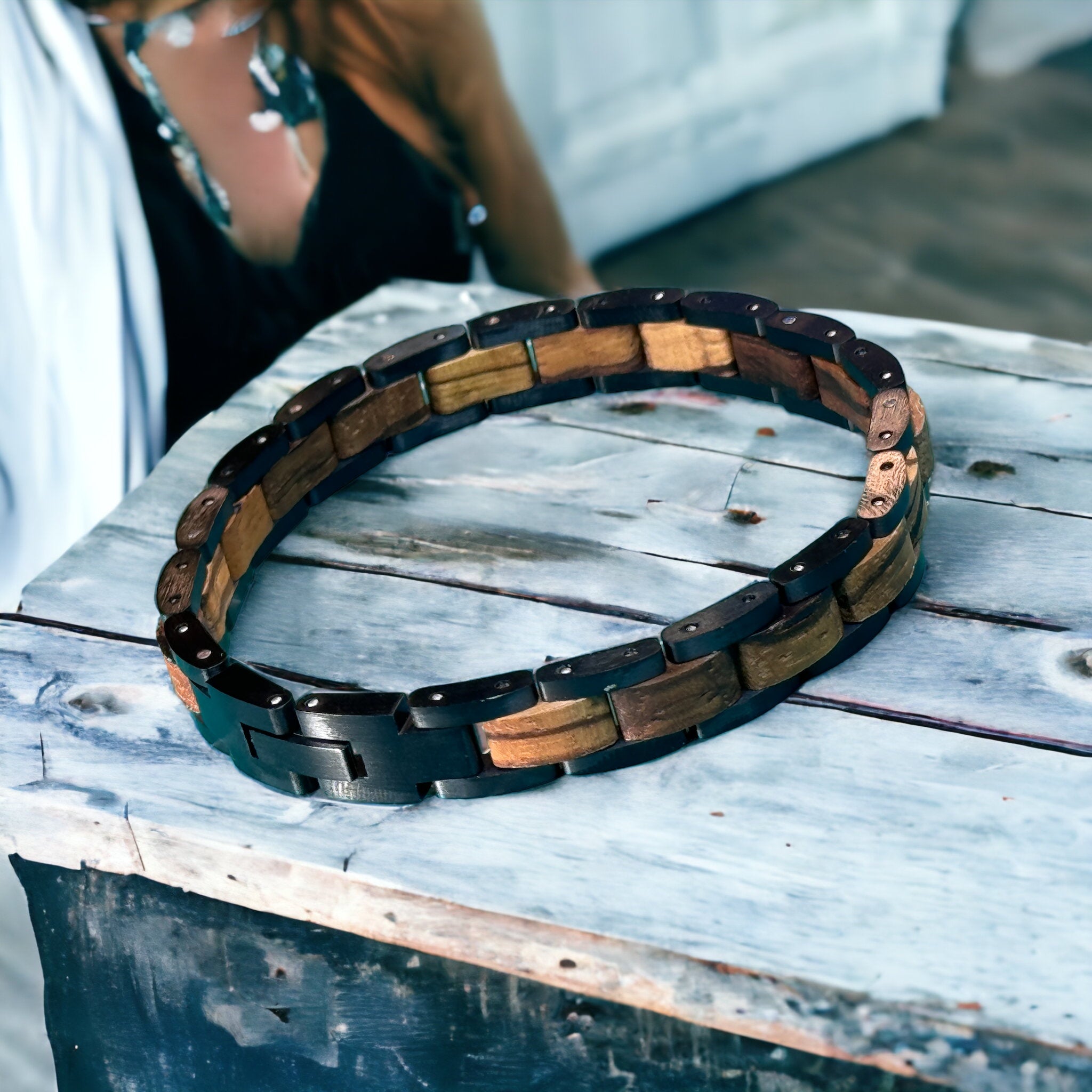 Dufourspitze (Zebrawood / Zwart) – Houten armband