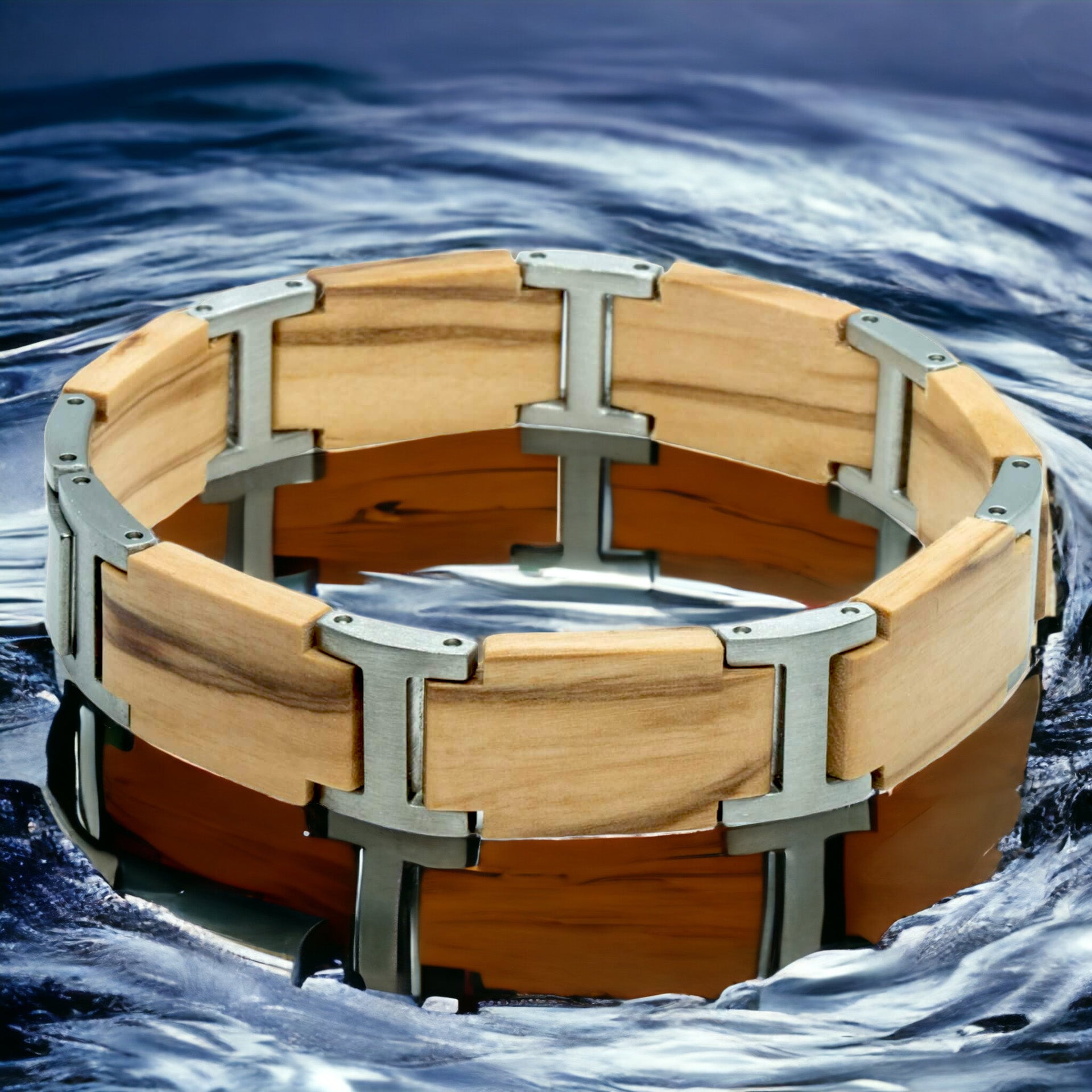 Mount Fuji – Olijf Hardhout Armband met houtgravure