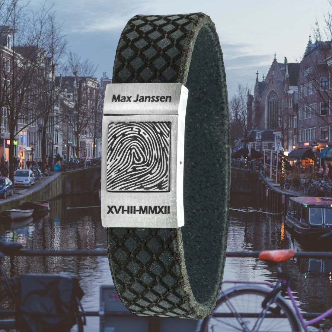 Upload je Vingerafdruk op 8 soorten leren armband – Amsterdam edition