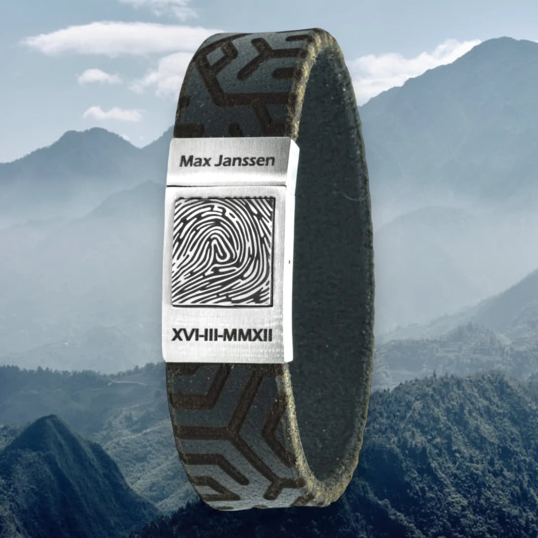 Eigen vingerafdruk armband – Legends edition (8 kleuren leer)