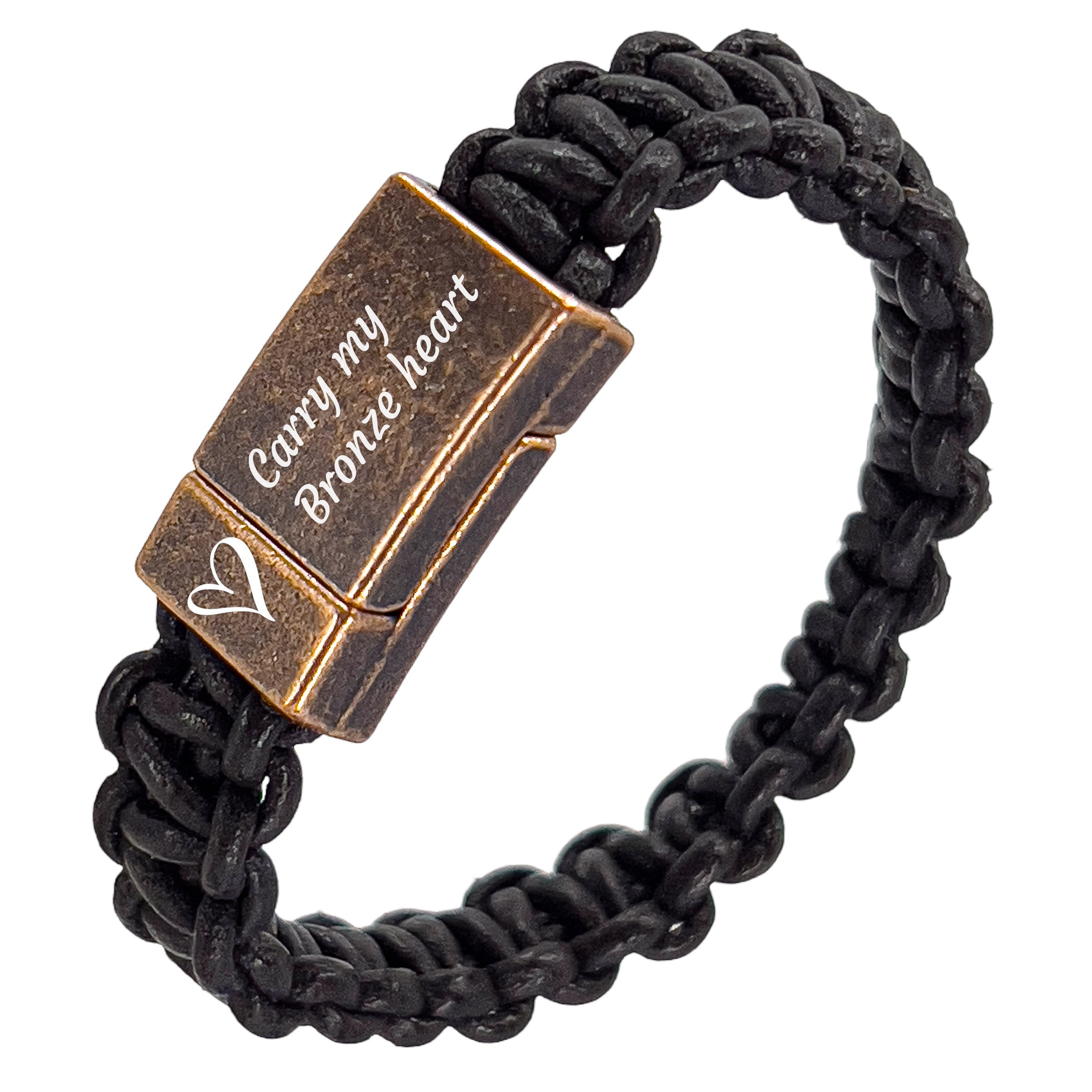 Bronzen armband van gevlochten bruin Valiano™ leer
