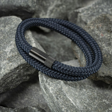 Bracelet Elite noir - corde bleu marine