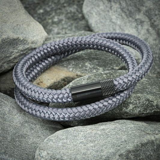 Elite armband zwart - Grijs touw