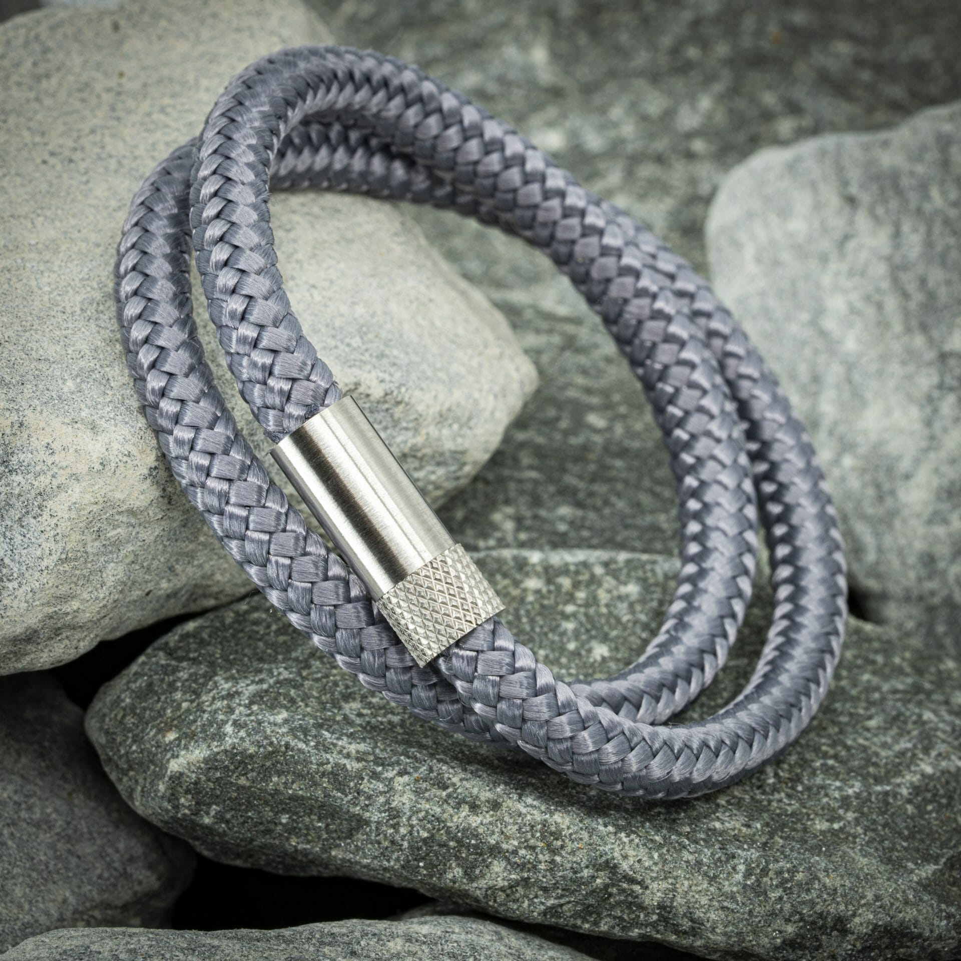 Elite armband zilver - Grijs touw
