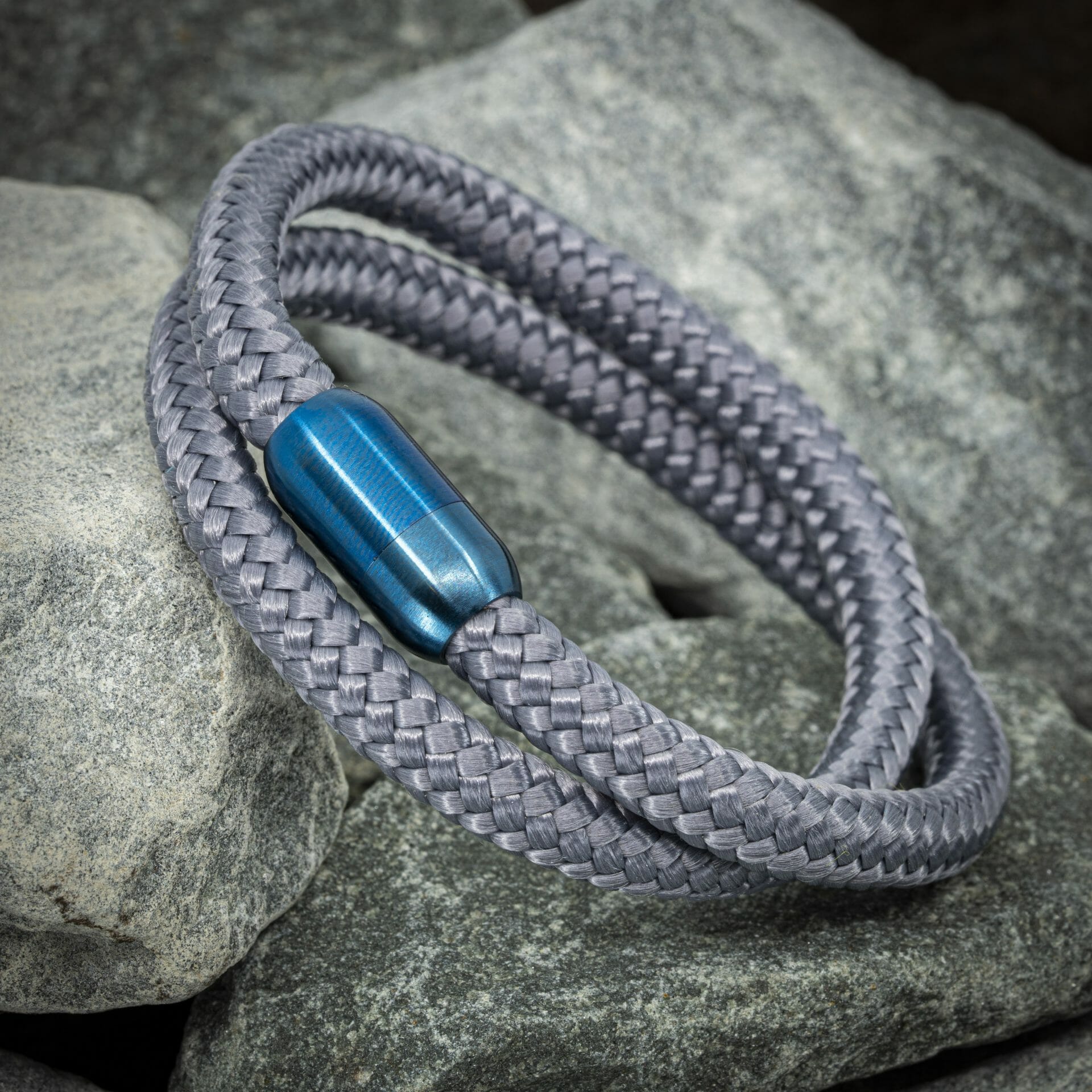 Navy™ blauw armband – Grijs Touw