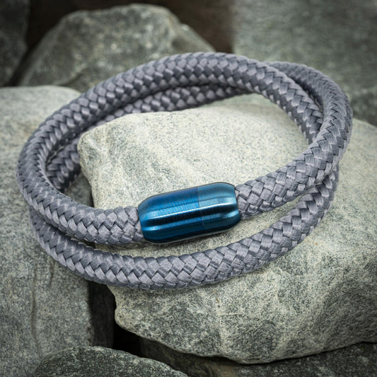 Zen armbånd blå - Grey Rope