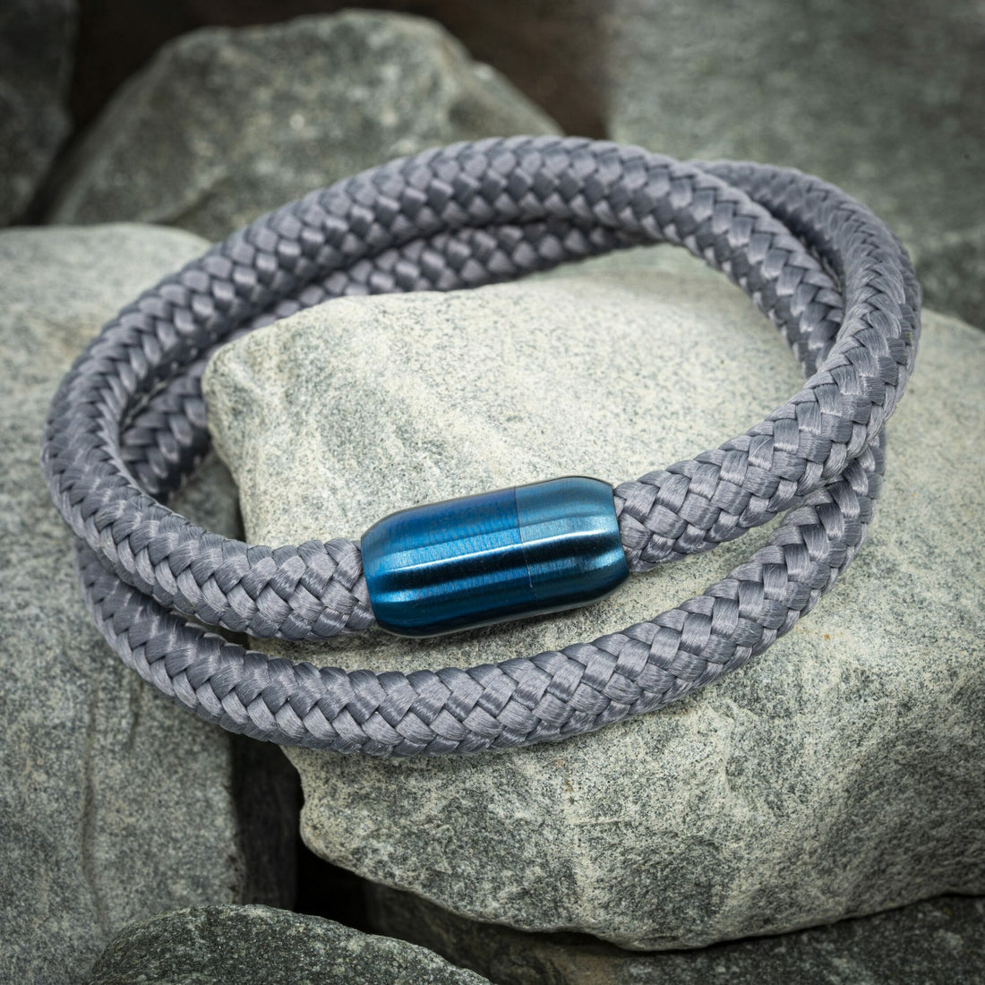 Zen armband blauw - Grijs Touw