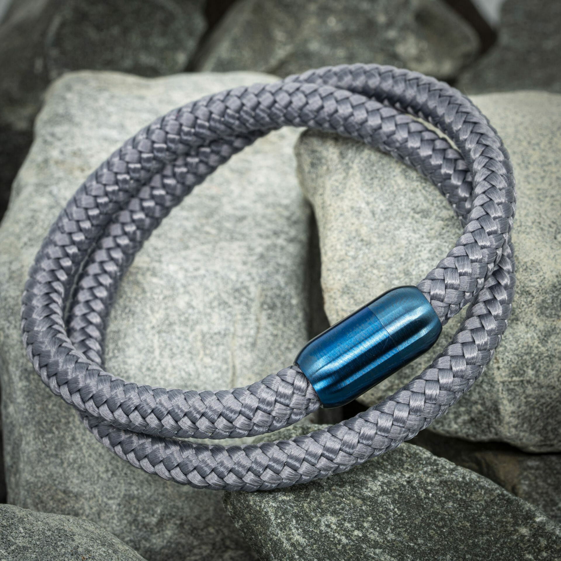 Navy™ blauw armband – Grijs Touw