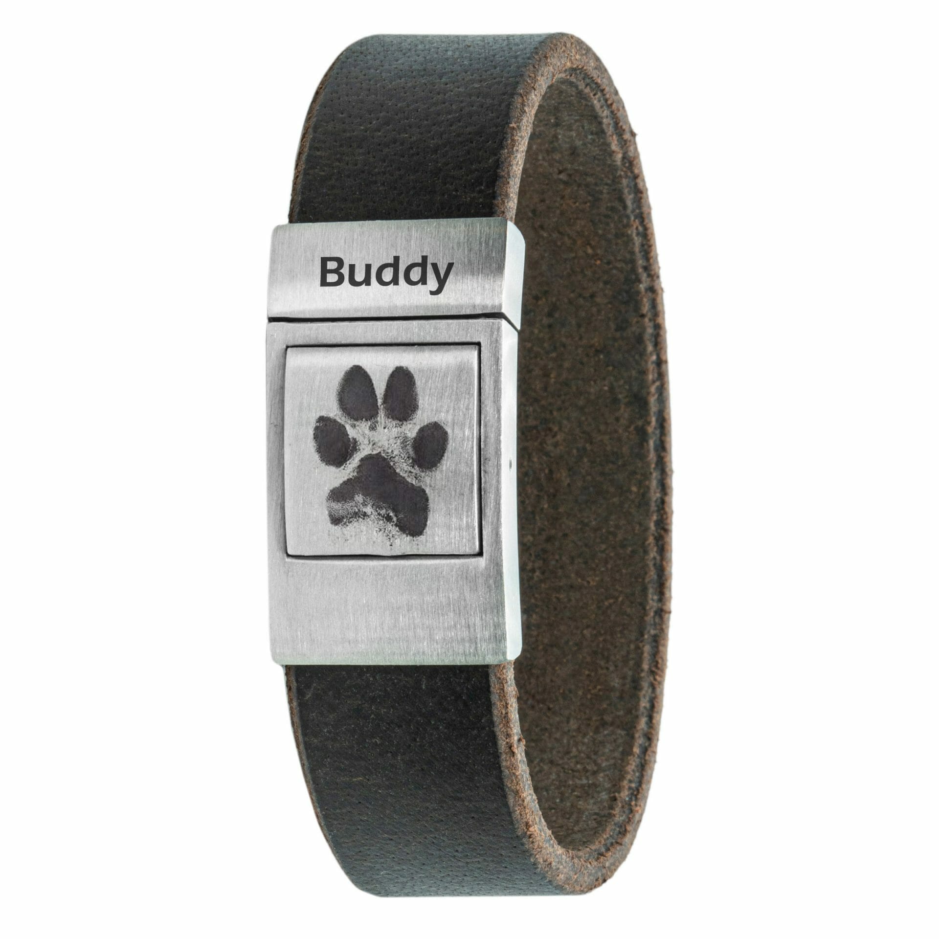 Eigen Pootafdruk armband - Bruin leer