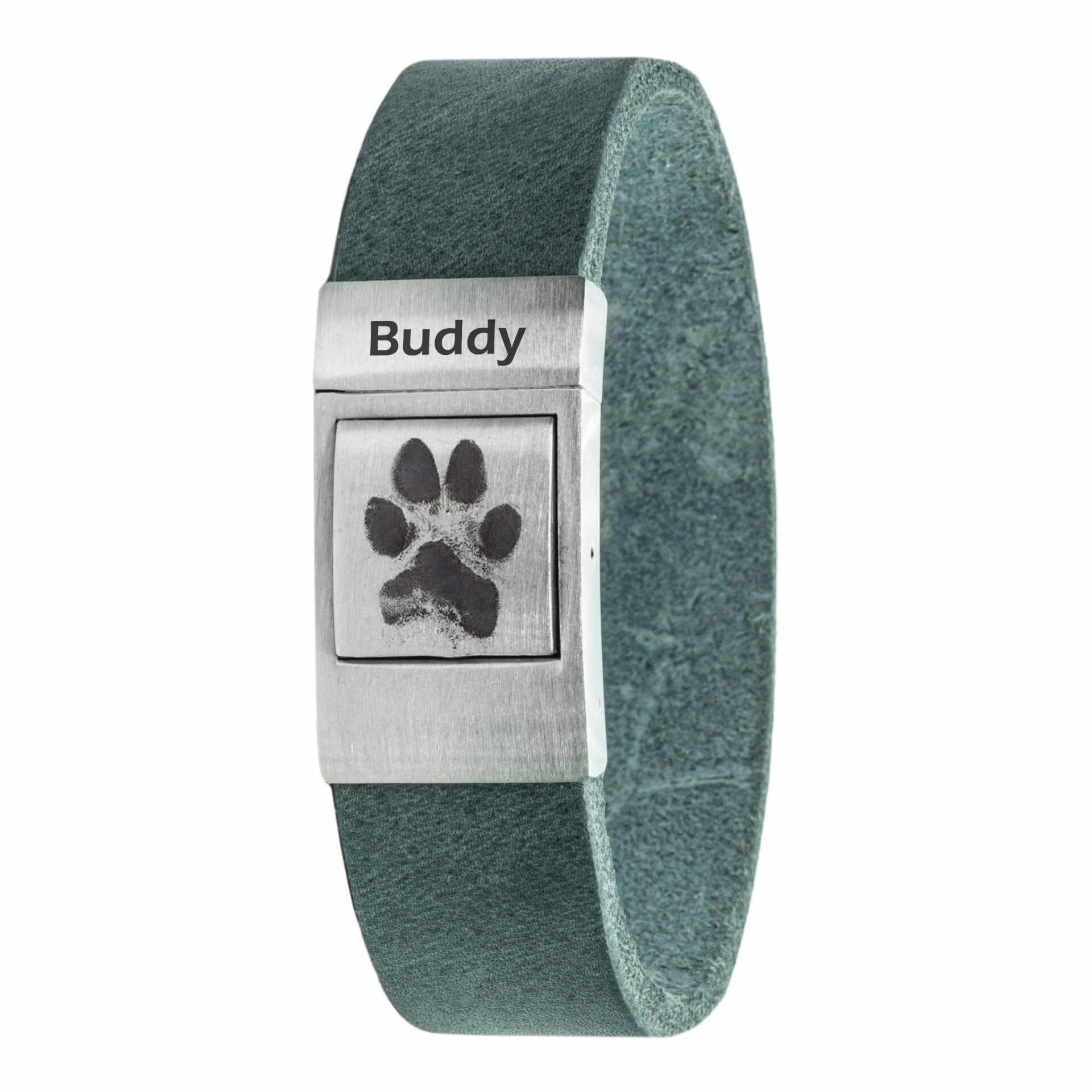 Eigen Pootafdruk armband Grijs leer