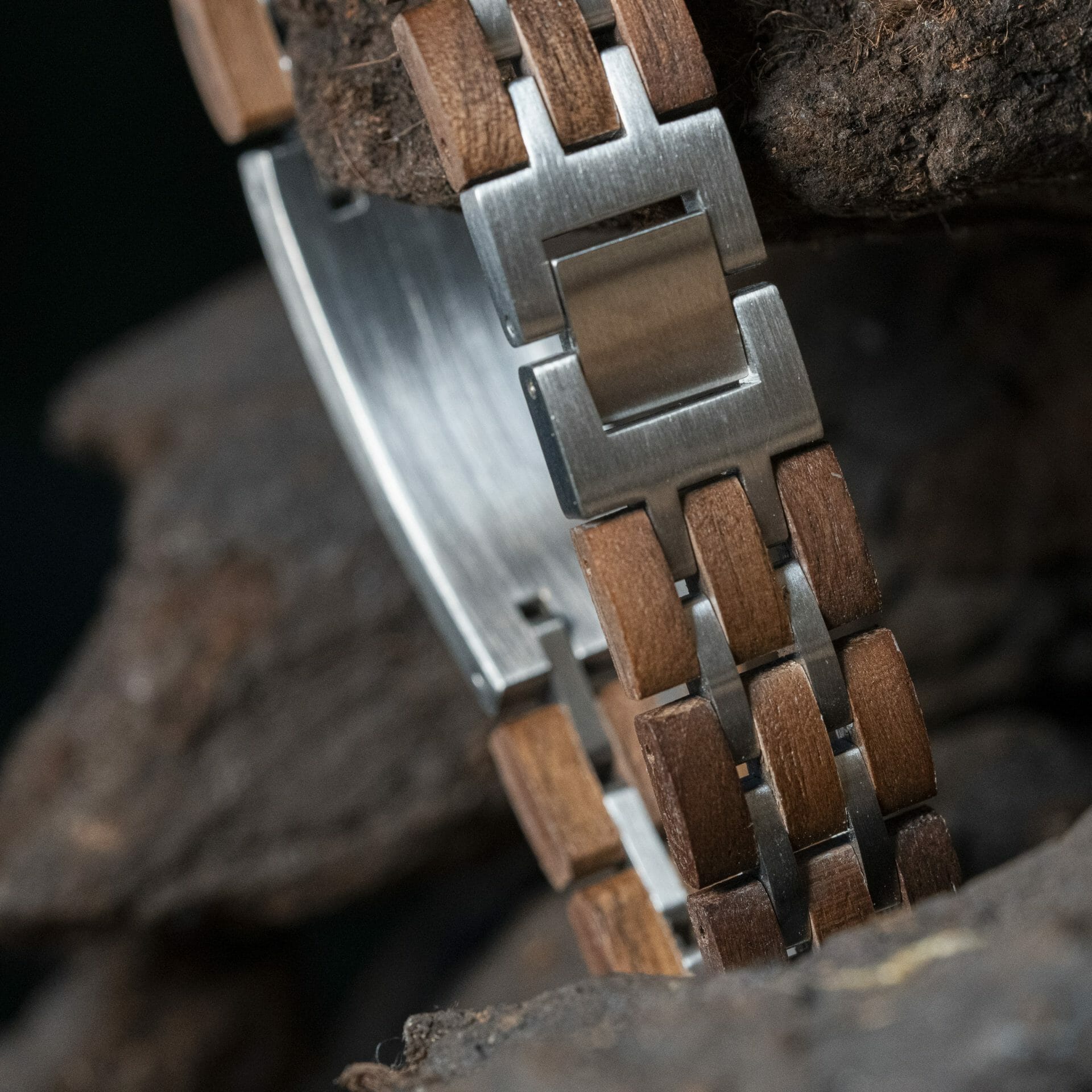 Eigen gedicht op armband gravure – Brede RVS Houten armband