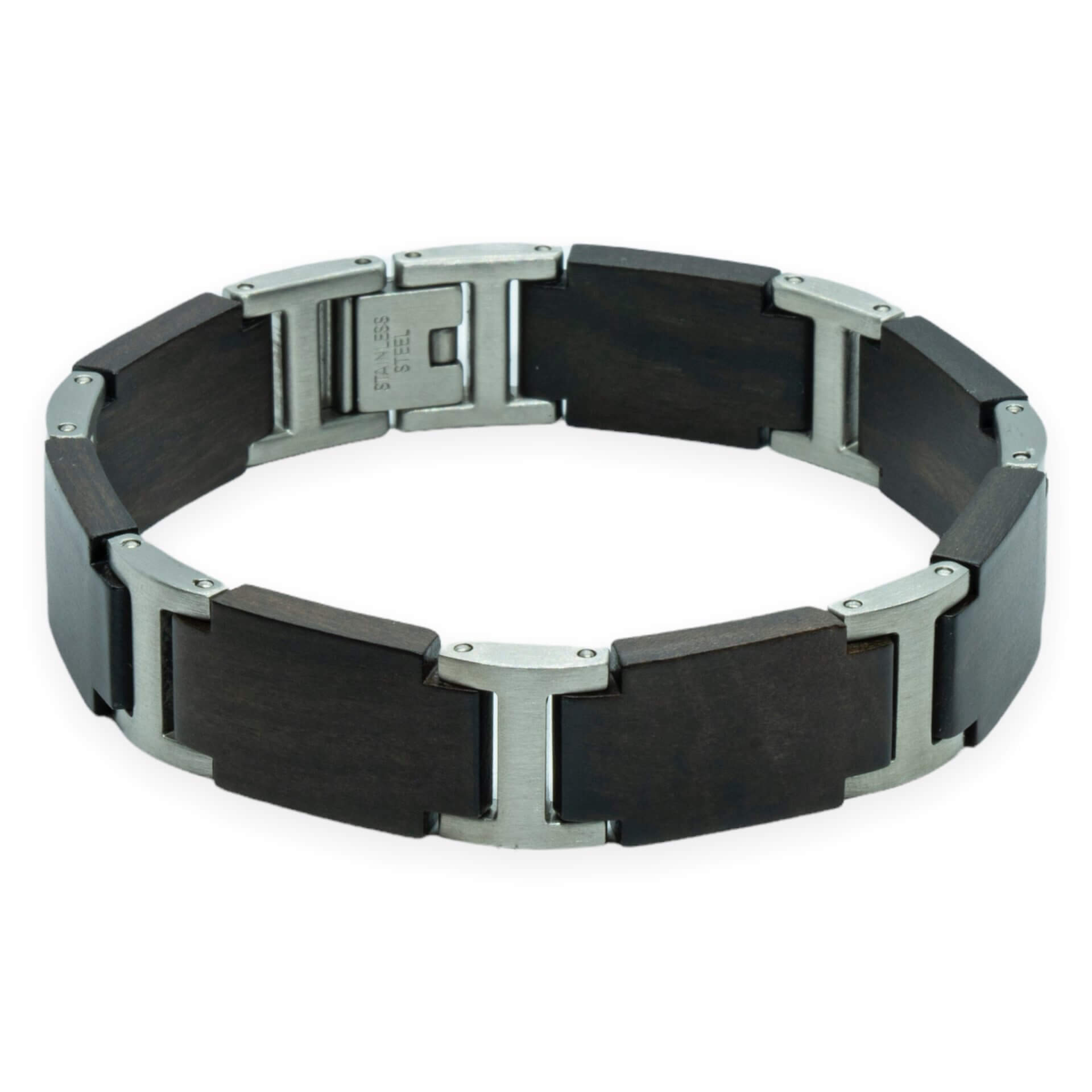 Gaia – Ebbenhout & Roestvrij Staal Houten Armband