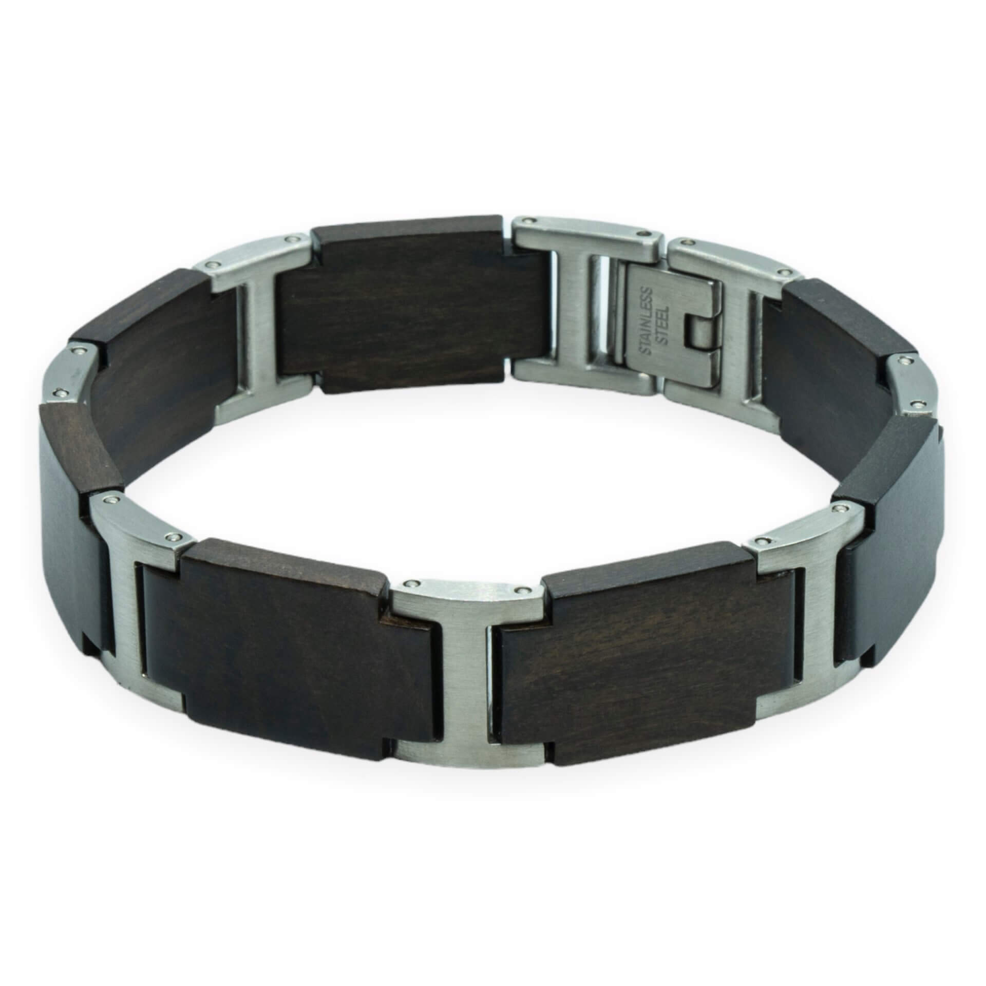 Gaia – Ebbenhout & Roestvrij Staal Houten Armband
