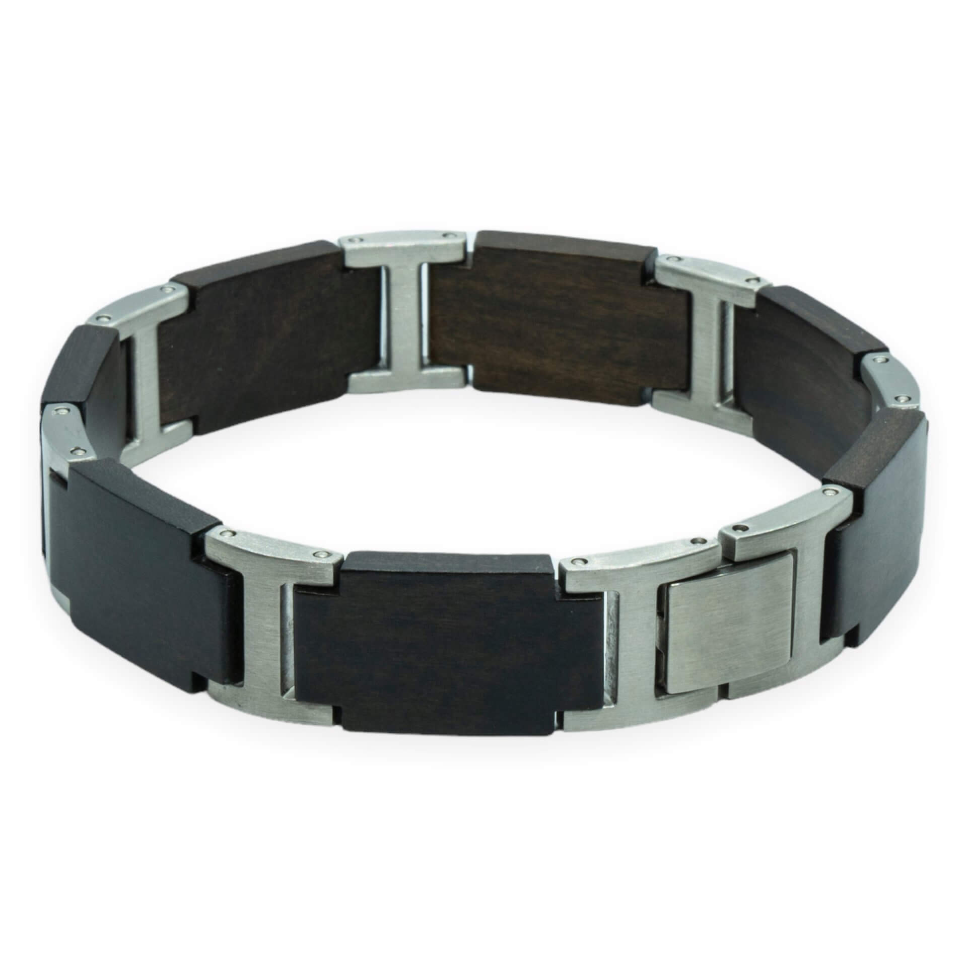 Gaia – Ebbenhout & Roestvrij Staal Houten Armband