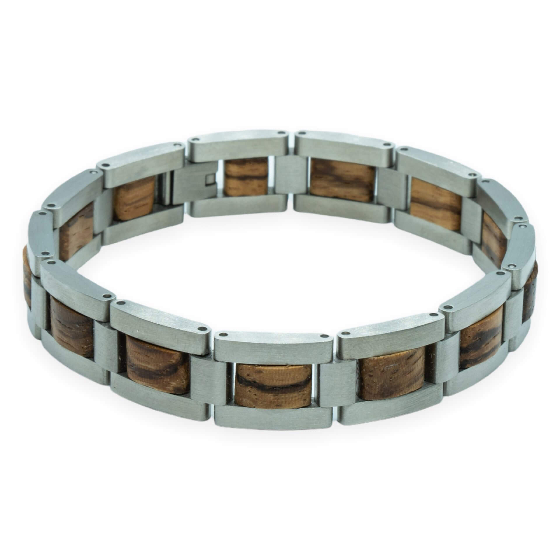 Ama Dablam – Icy Zebrano & Roestvrij Staal Houten Armband