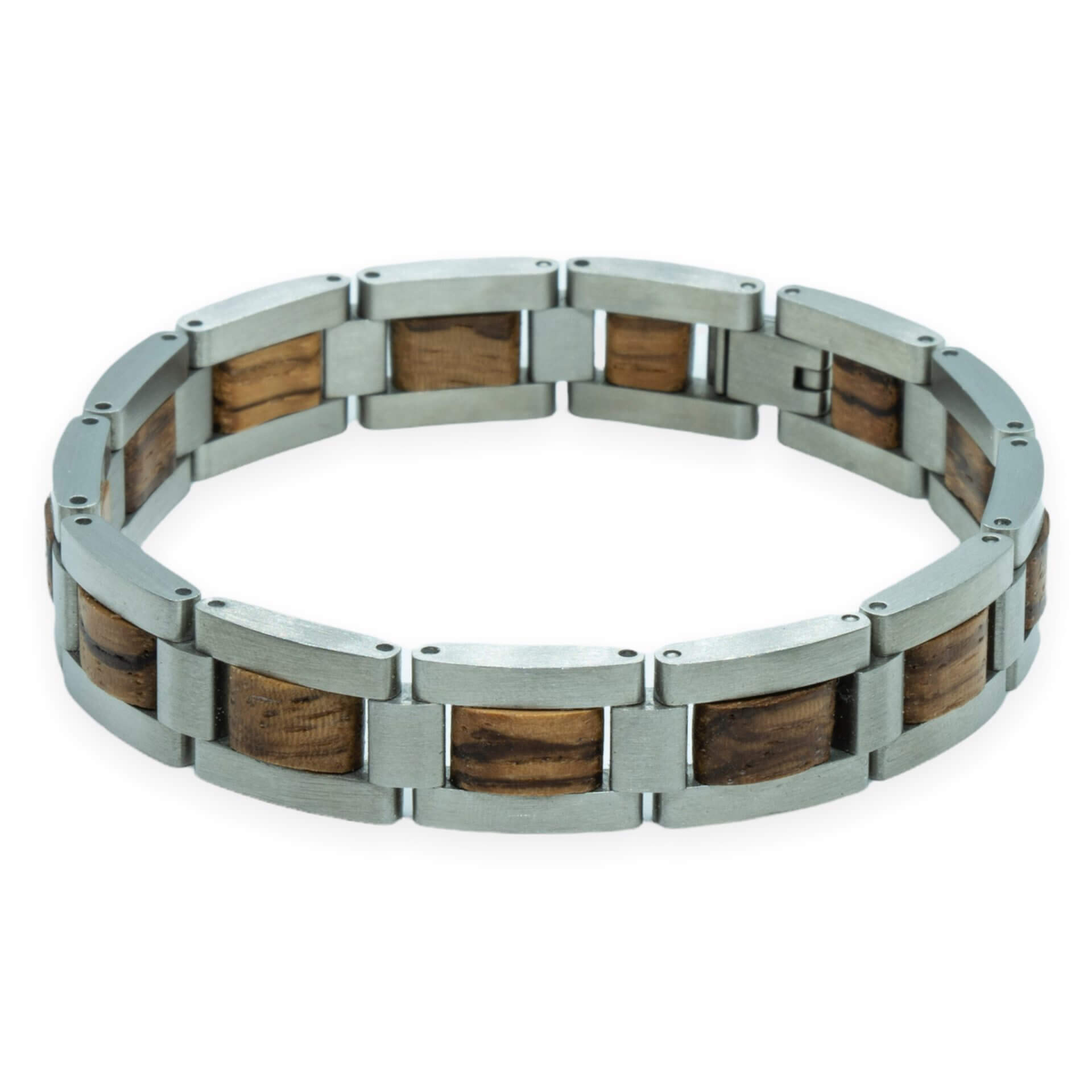 Ama Dablam – Icy Zebrano & Roestvrij Staal Houten Armband