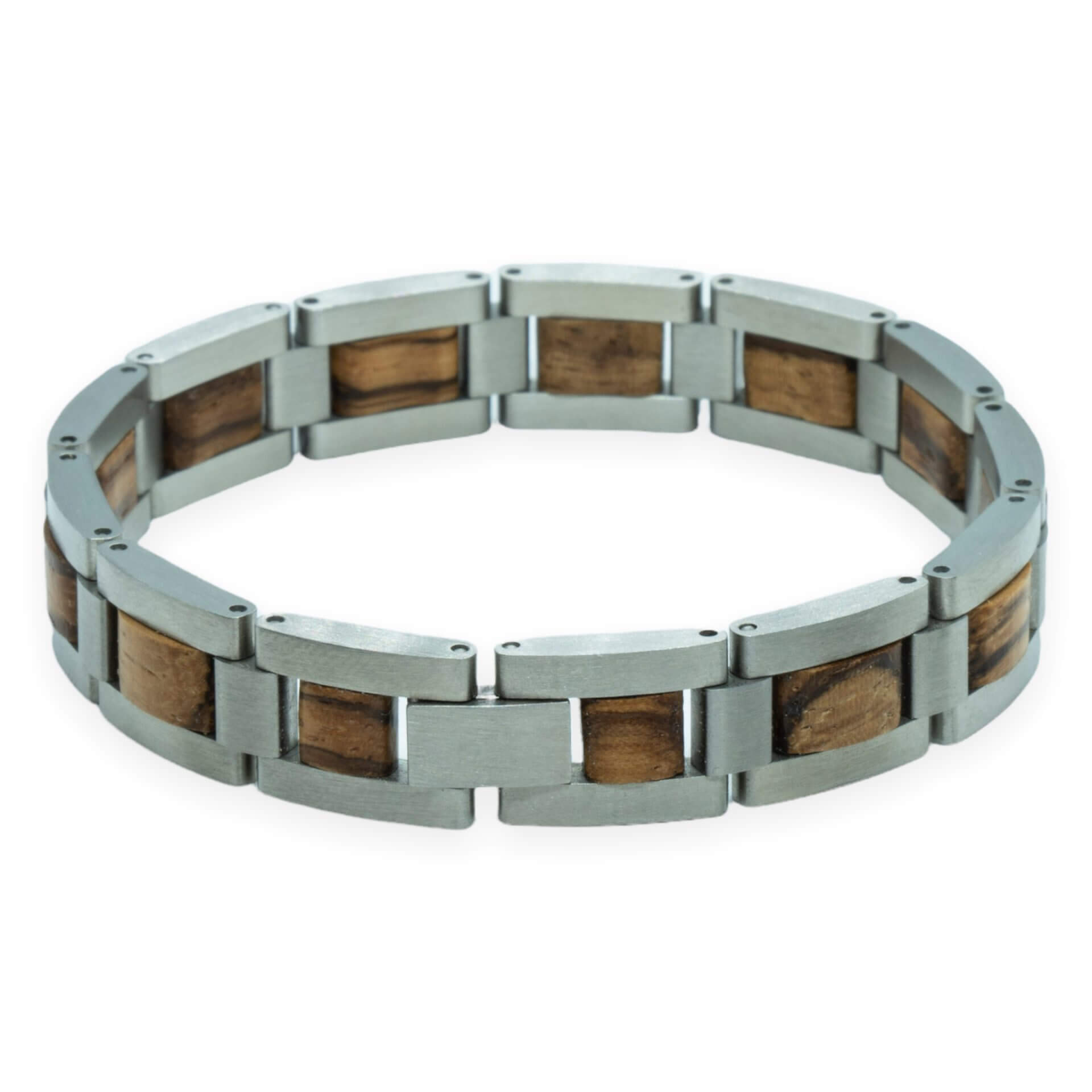 Ama Dablam – Icy Zebrano & Roestvrij Staal Houten Armband