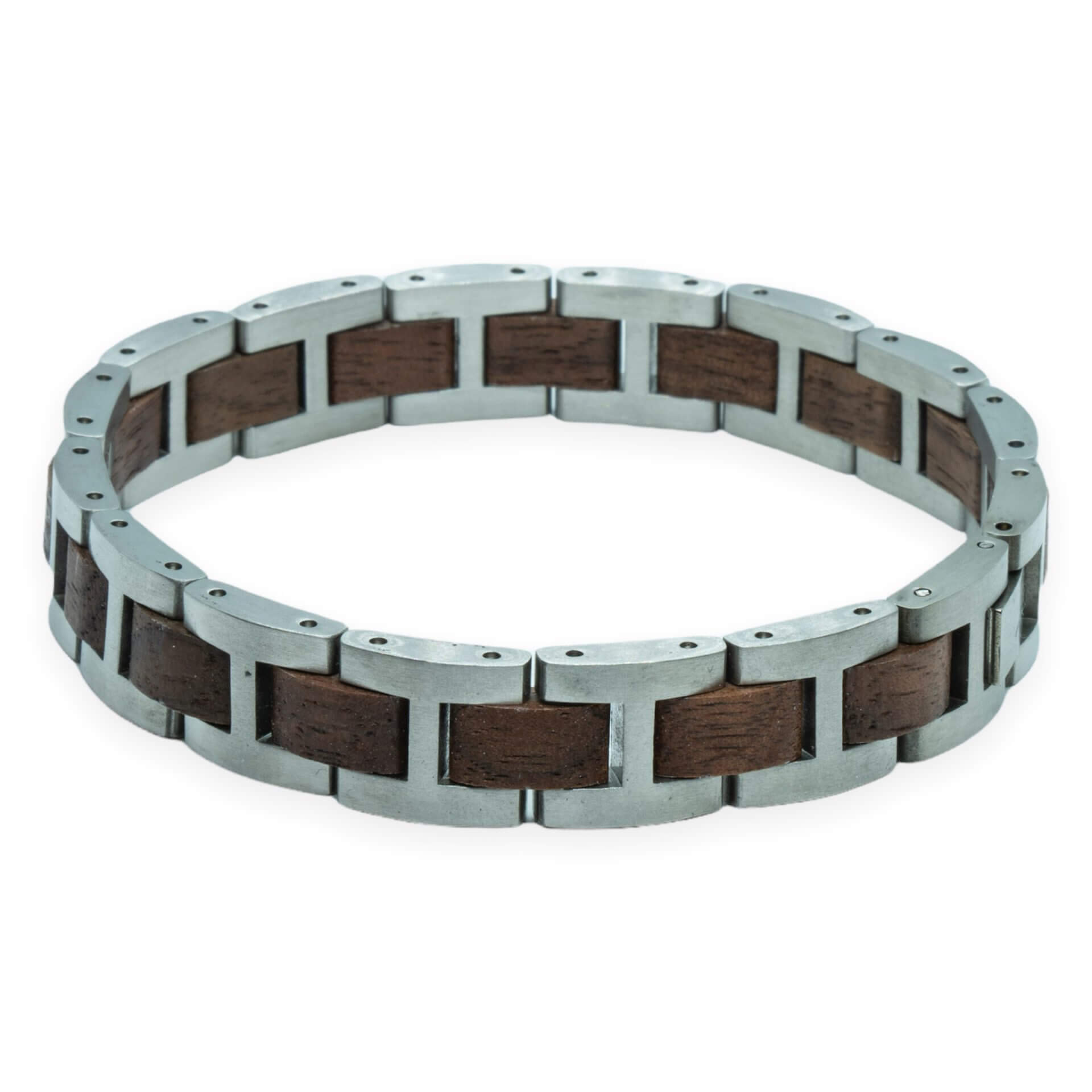 Kangchenjunga – Walnoot & Roestvrij Staal Houten Armband