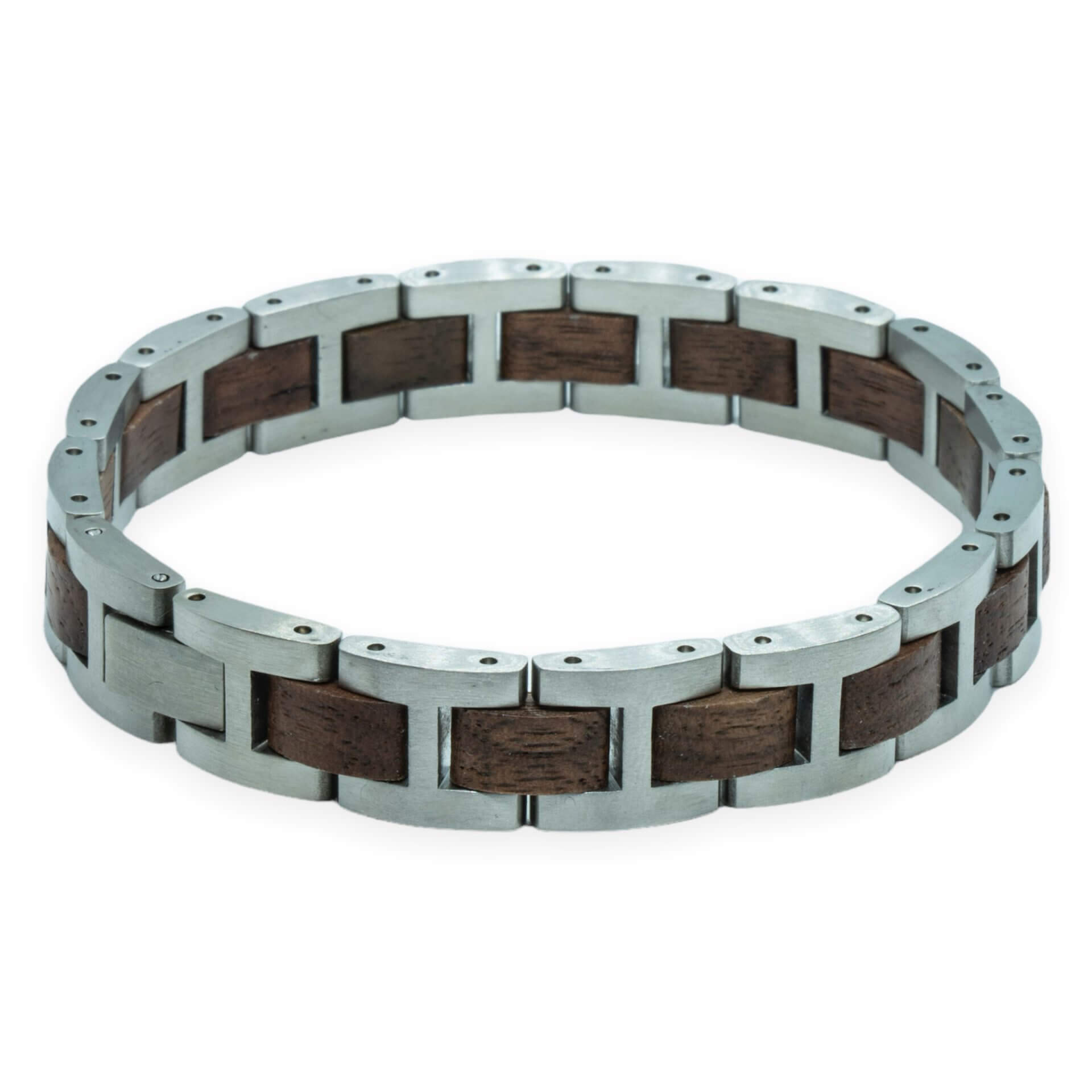 Kangchenjunga – Walnoot & Roestvrij Staal Houten Armband