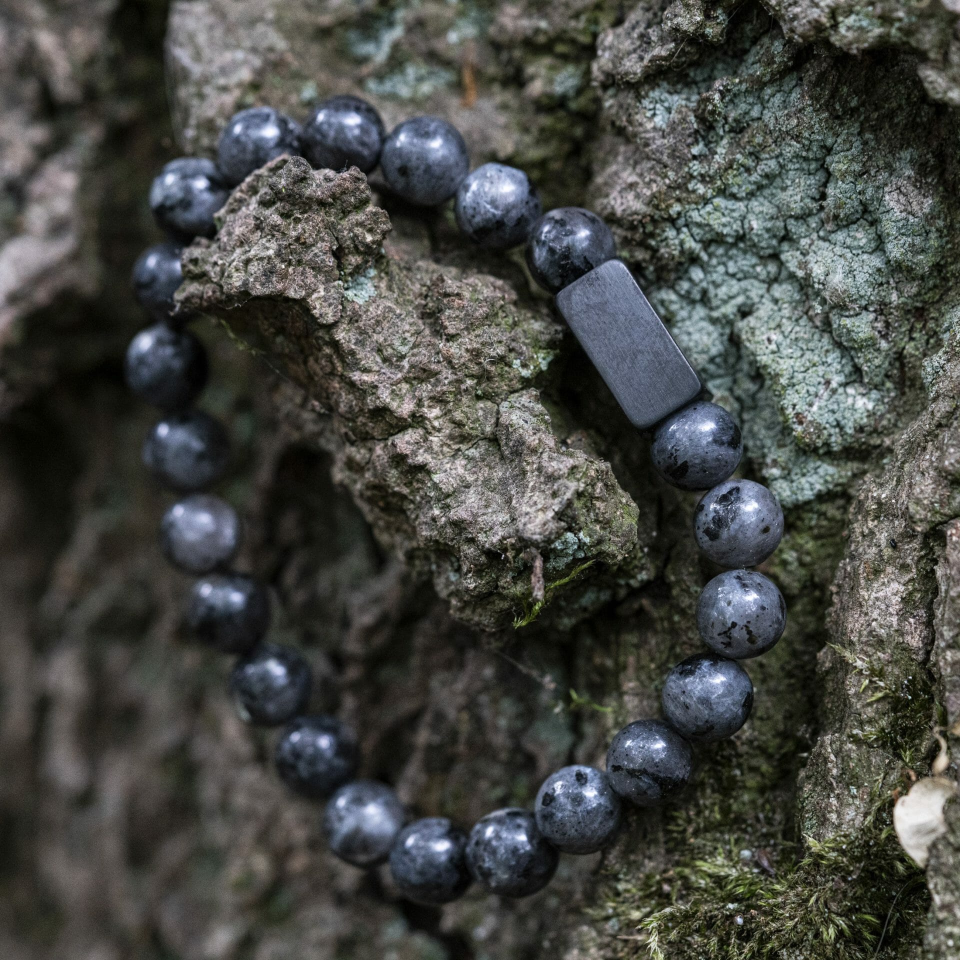 Vingerafdruk Zwarte Labradoriet – Natuurstenen kralen Armband