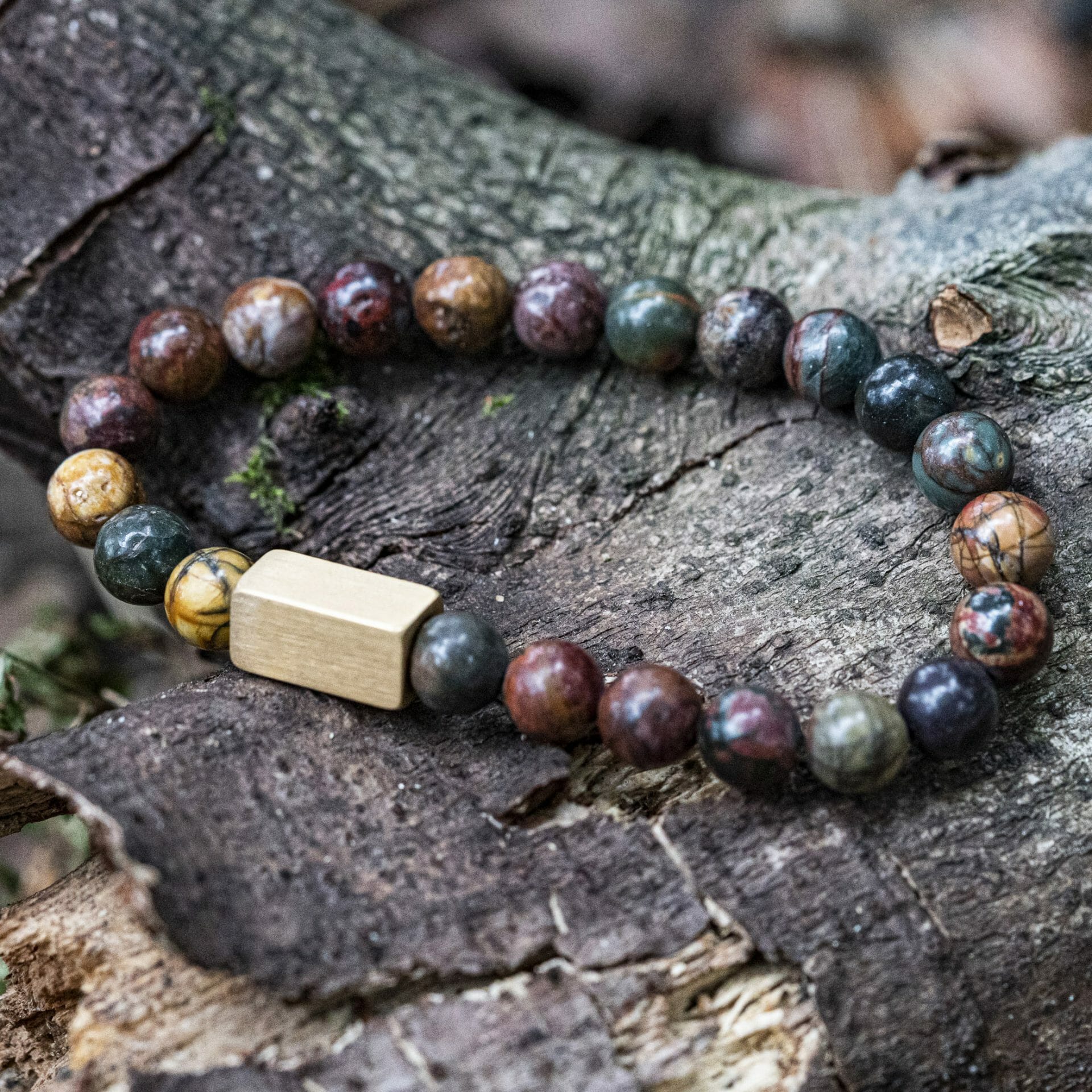 Picasso - Kleurrijke 8mm Jasper kralen armband