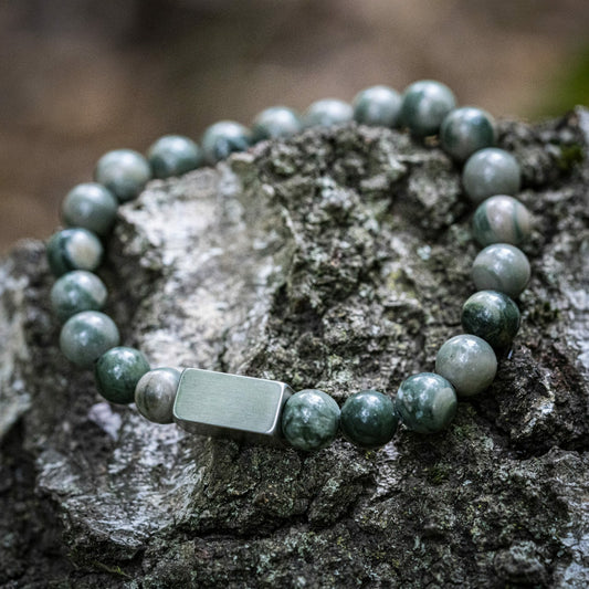 Green Serpentine - Armbånd med perler i natursten