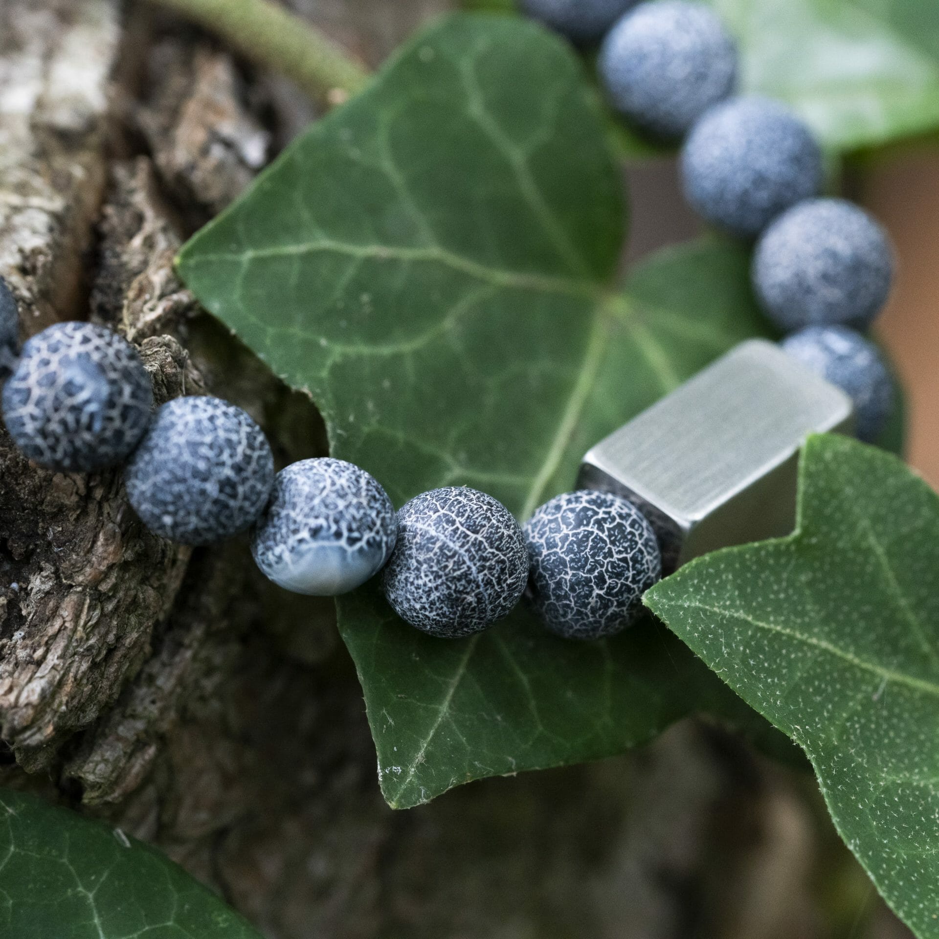 Verweerde blauwe Agaat - Kralen Armband