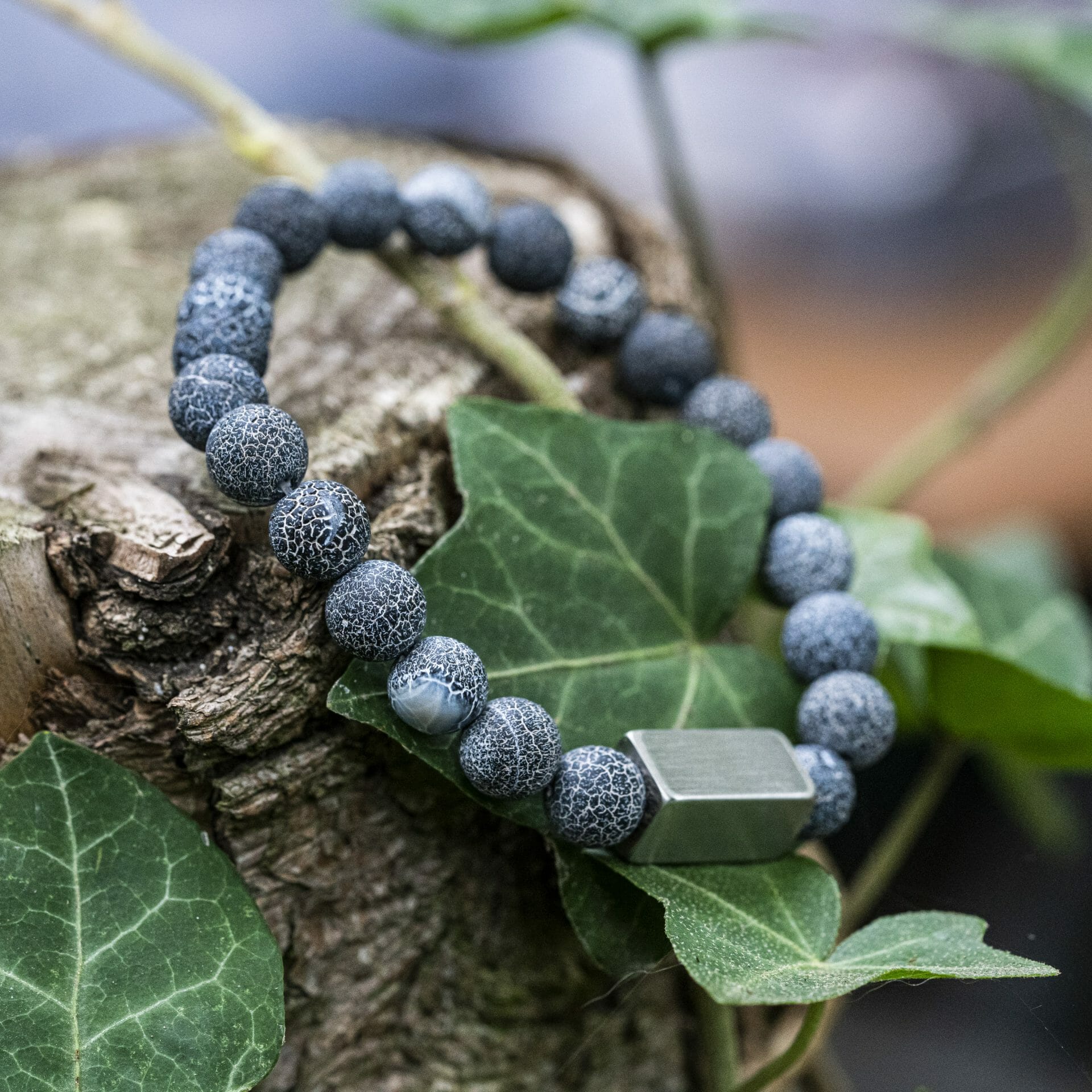 Verweerde blauwe Agaat - Kralen Armband