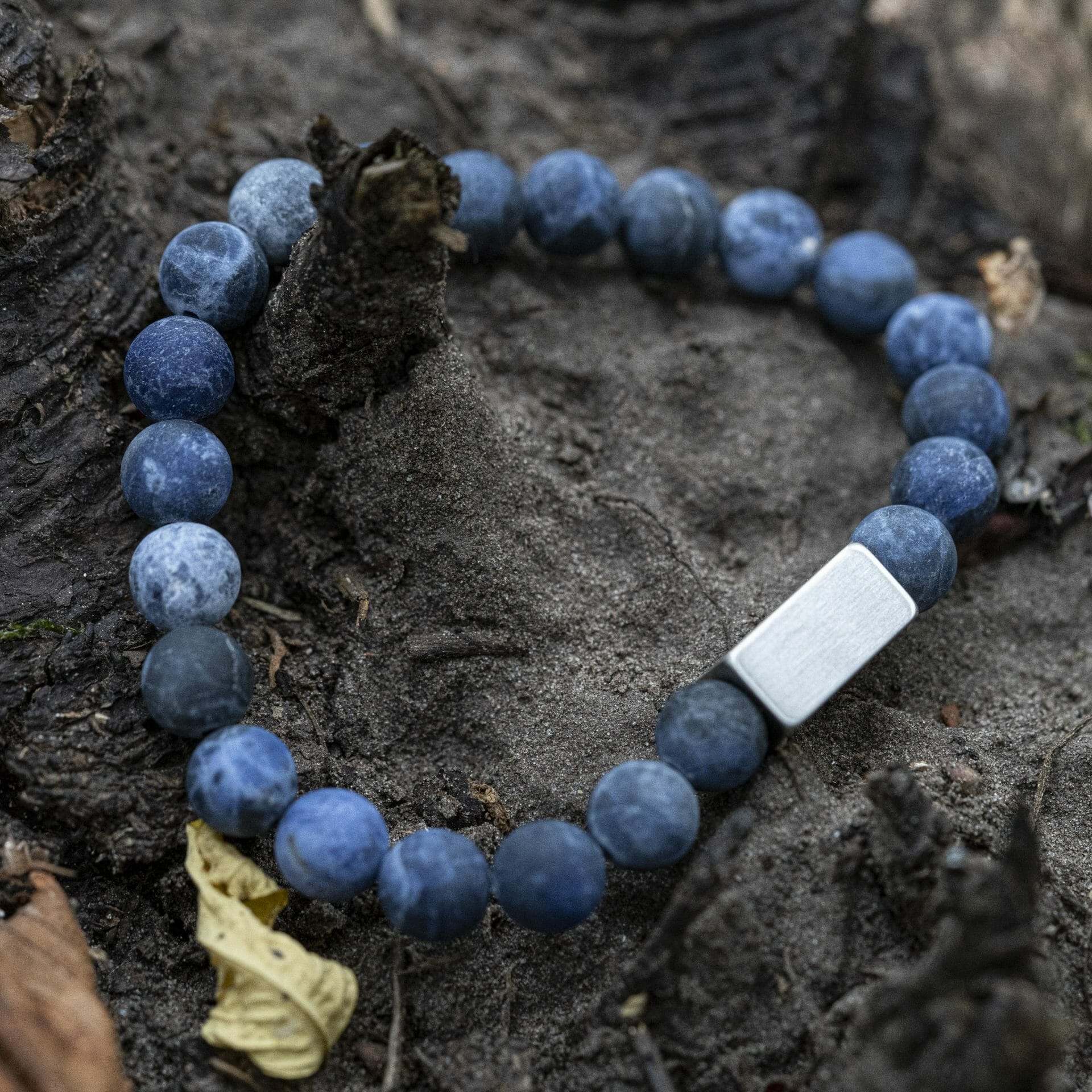 Bevroren Matte Sodaliet – Kralen Armband + Gravure