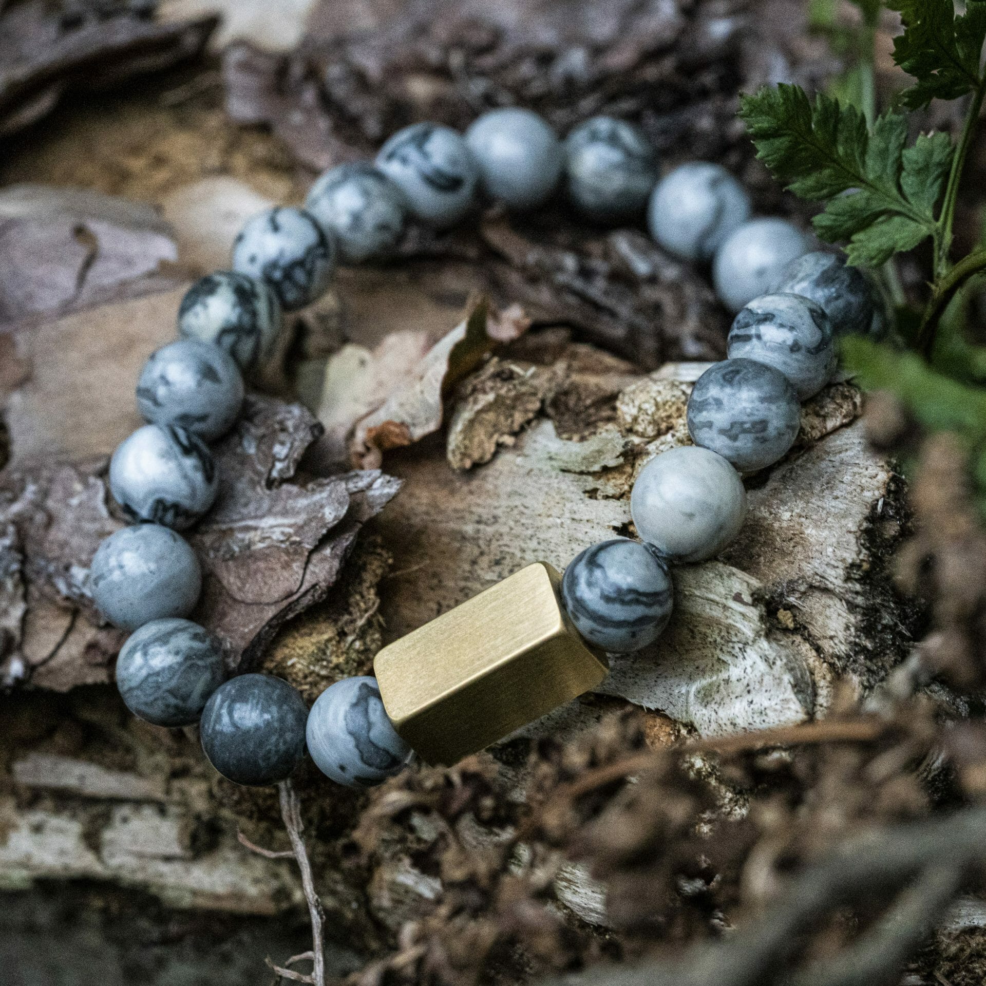 Grijze Map Stone Jasper - Kralen armband