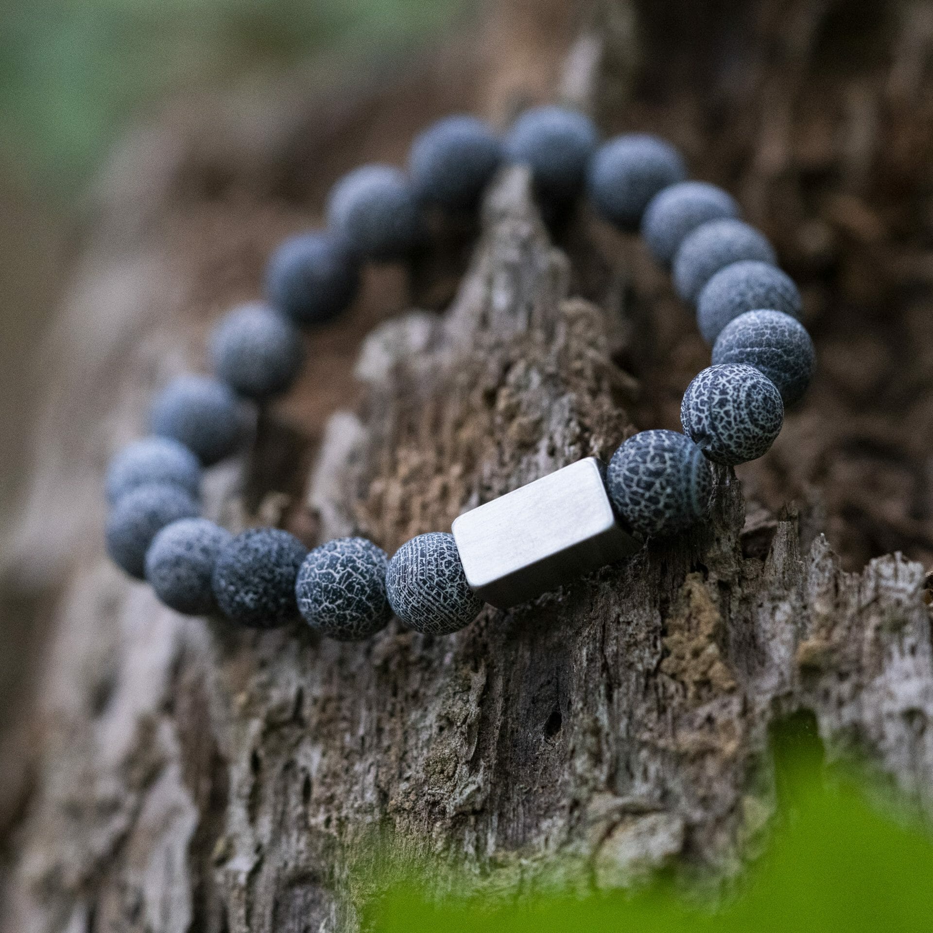 Gebarsten blauwe Agaat - Kralen Armband