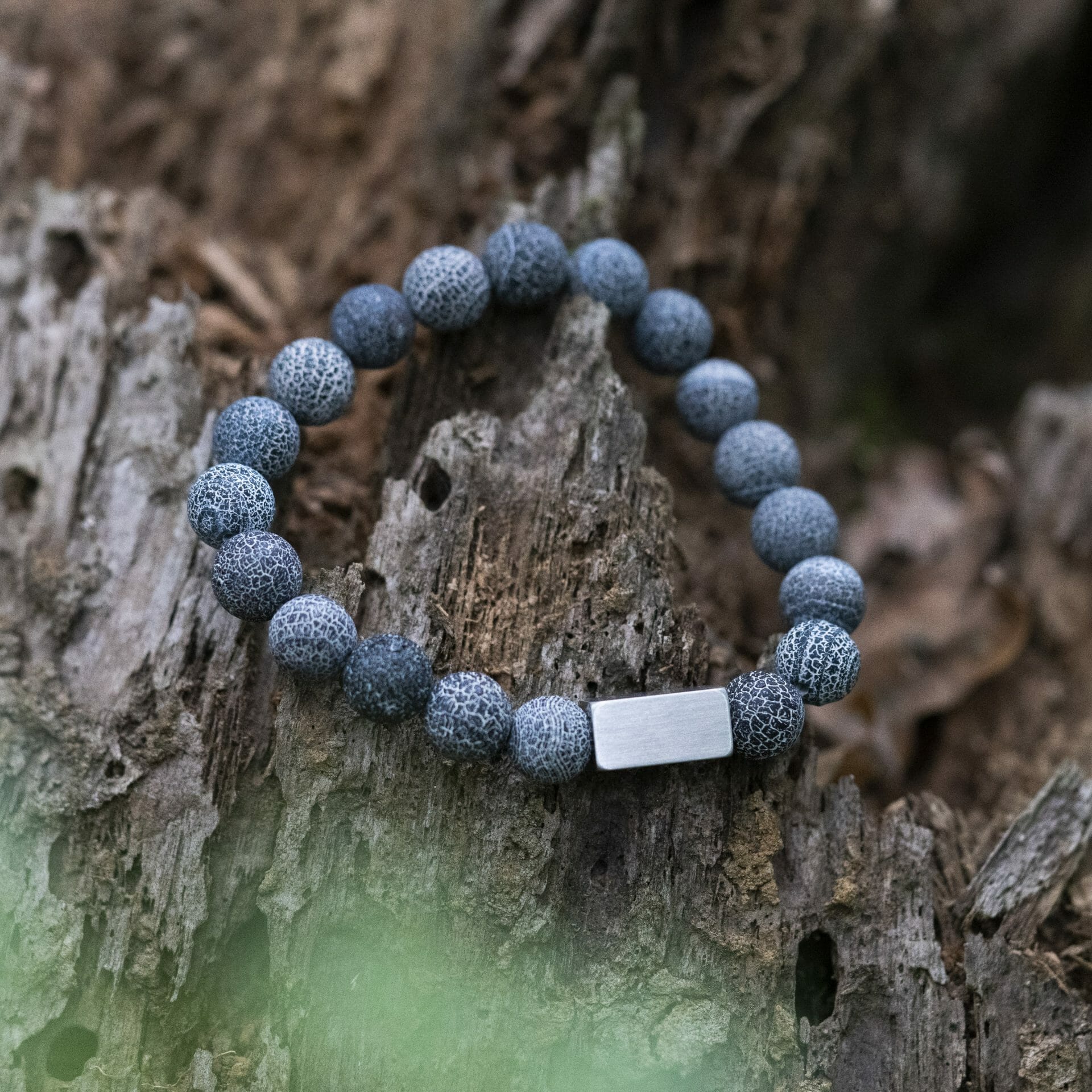 Gebarsten blauwe Agaat - Kralen Armband