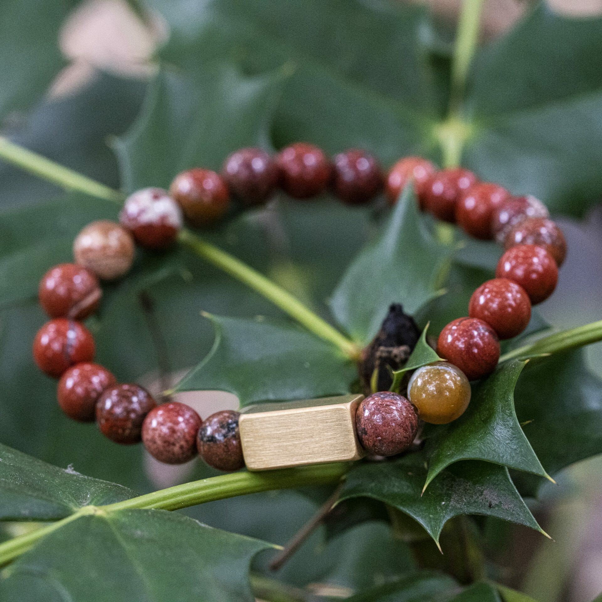 Diep Rode Jasper Kralen Armband (Liefdes armband met Namen)