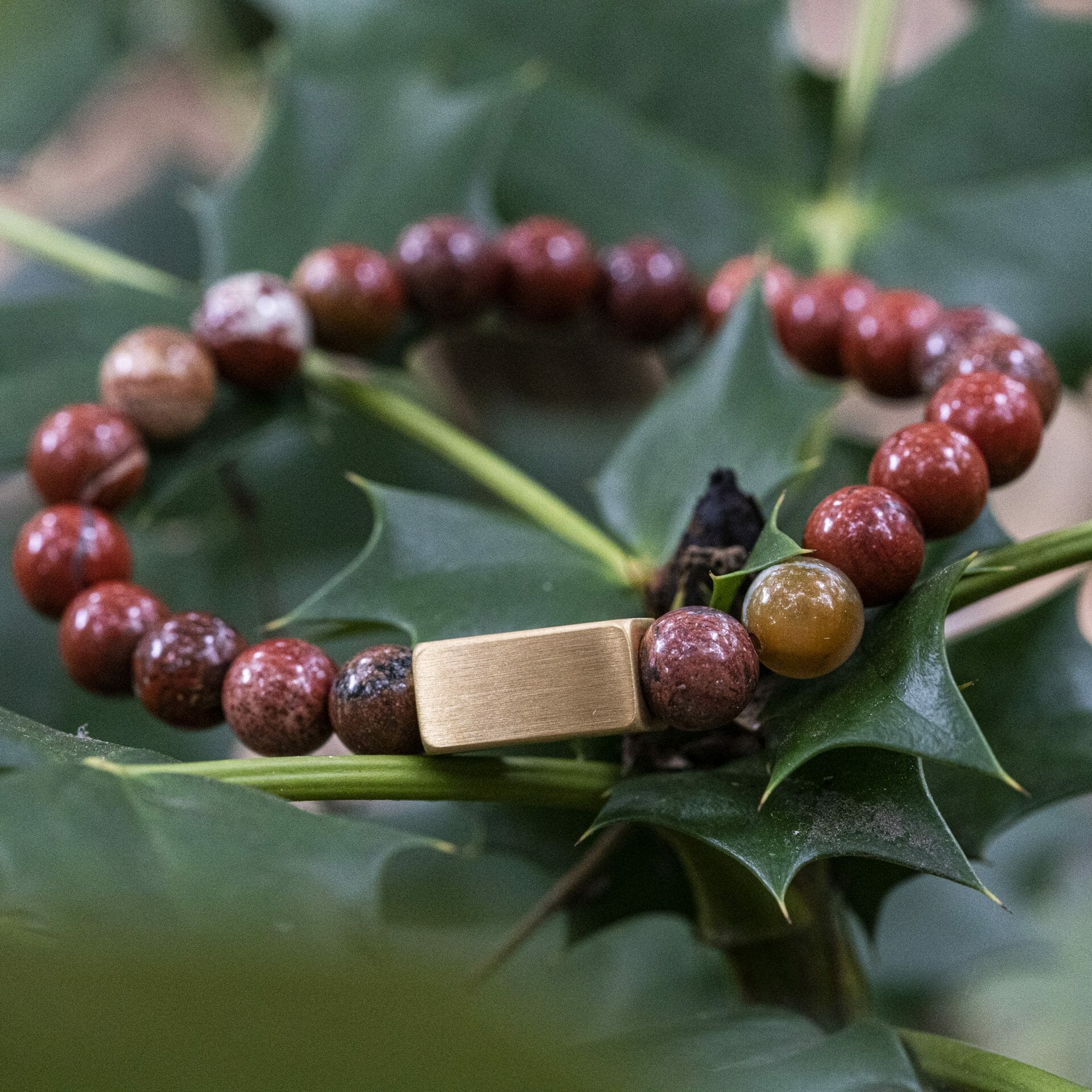 Diep Rode Jasper Kralen Armband (Liefdes armband met Namen)