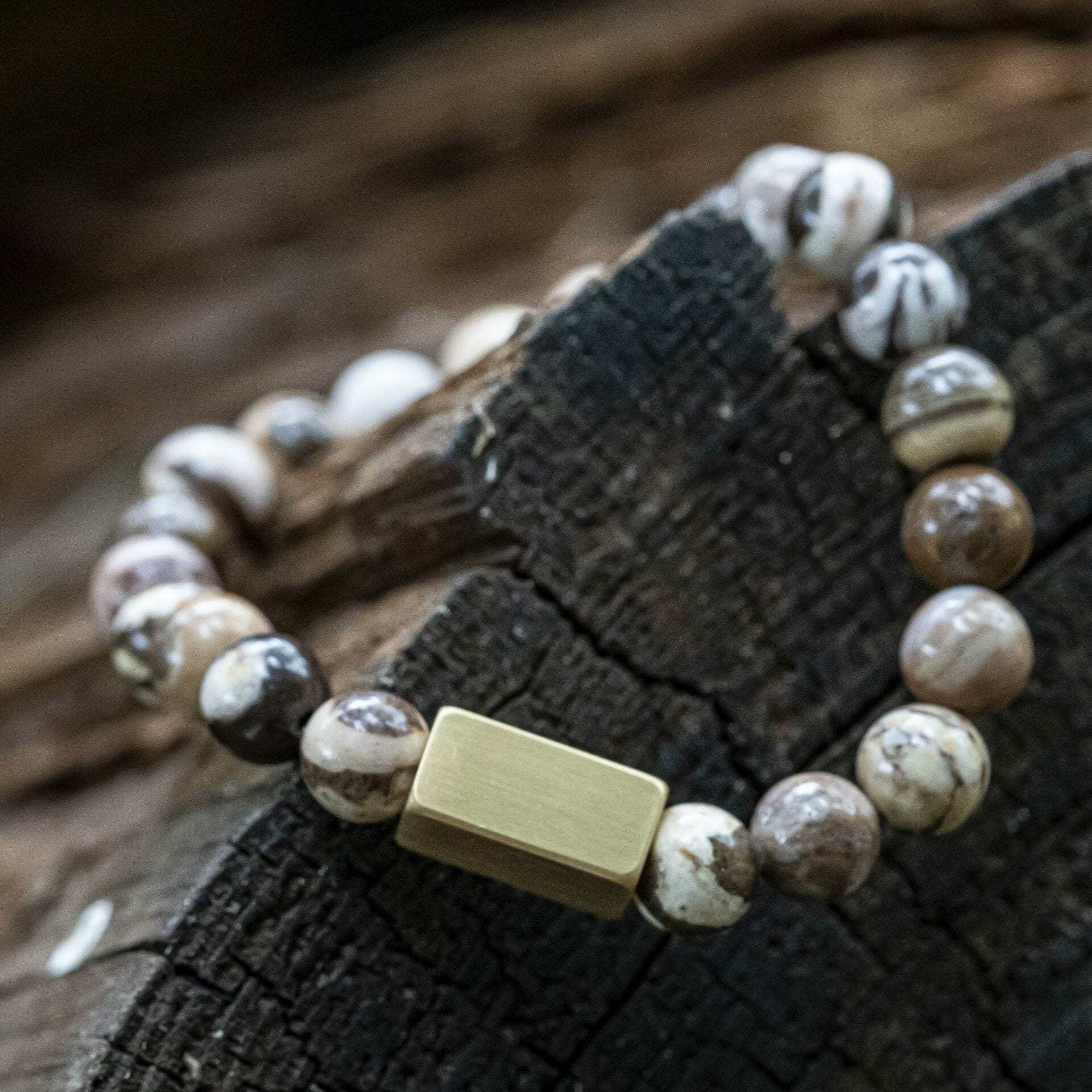 Bruine Zebra stenen Jasper – Naamgravure Kralen armband