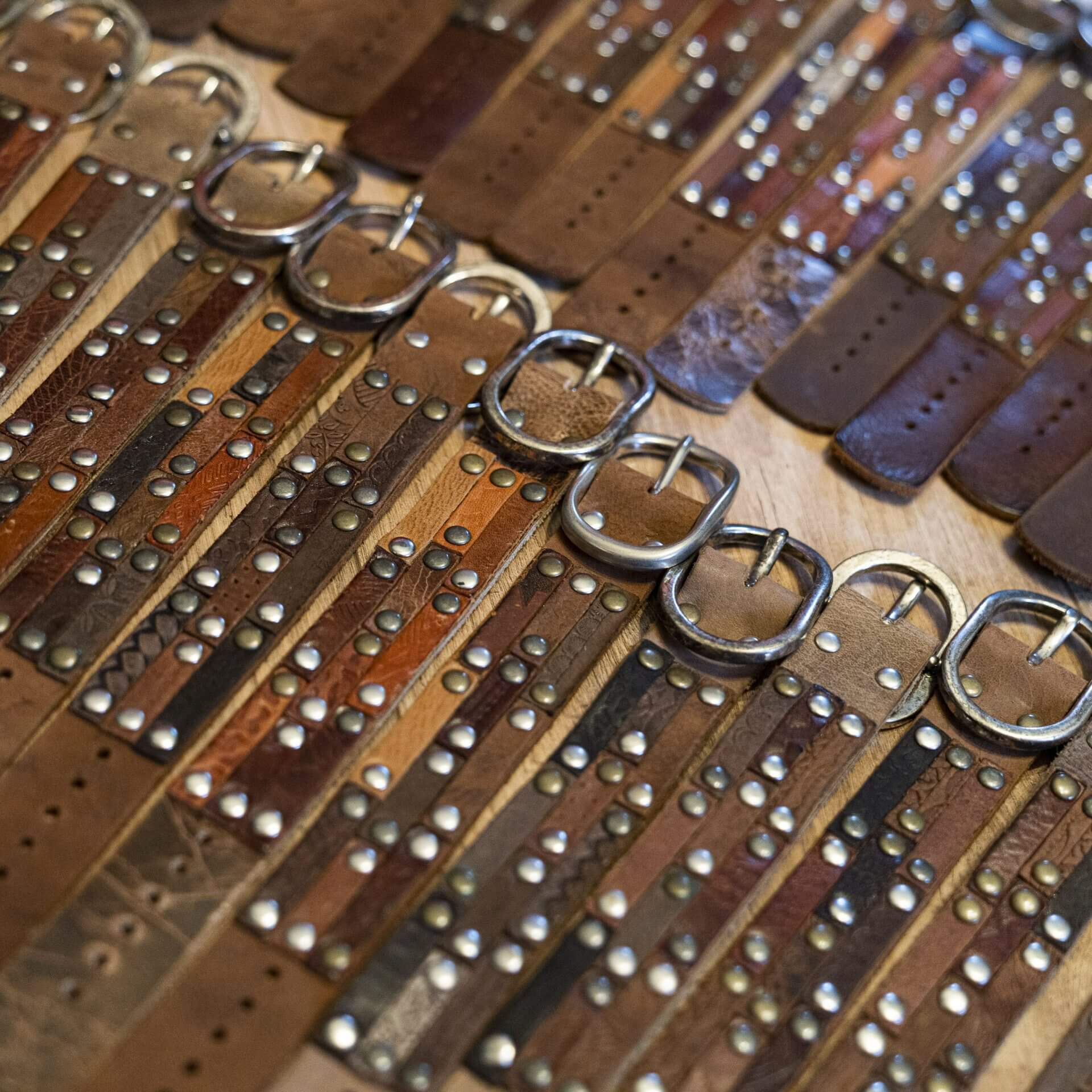 Brede bruin leren Polsband - Multi color Runderleer