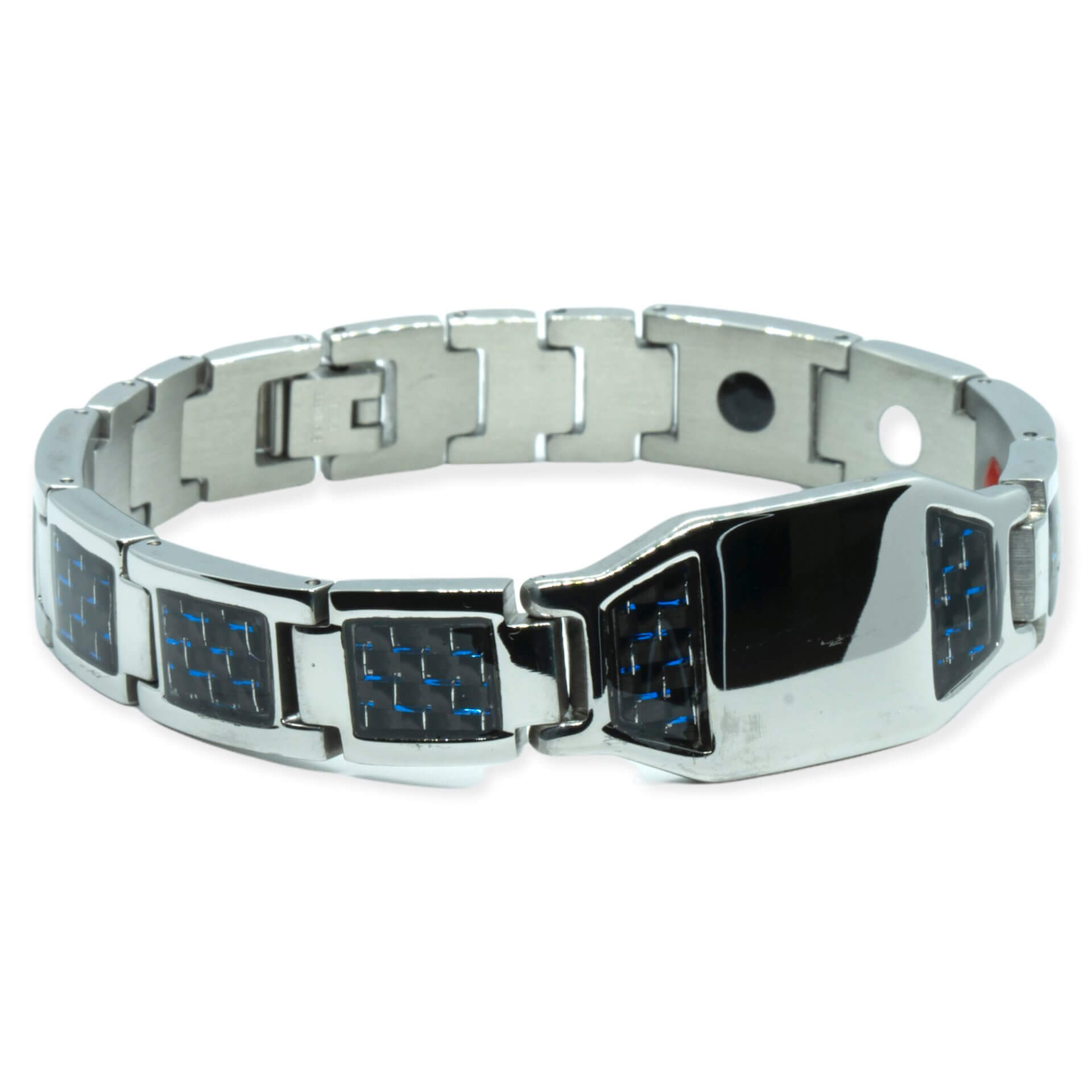 Magneet Armband - Blauw carbon + eigen tekst / symbool