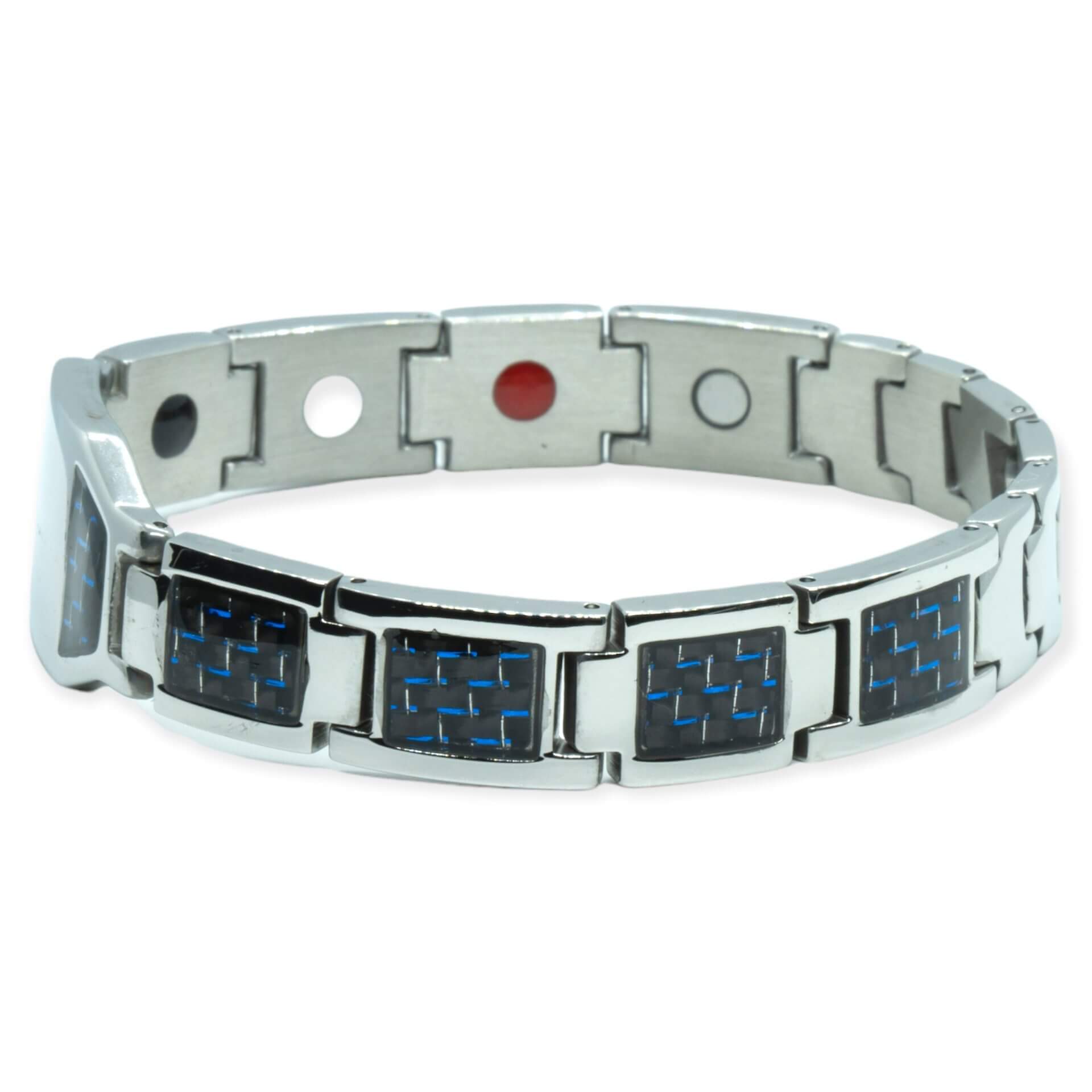 Magneet Armband - Blauw carbon + eigen tekst / symbool