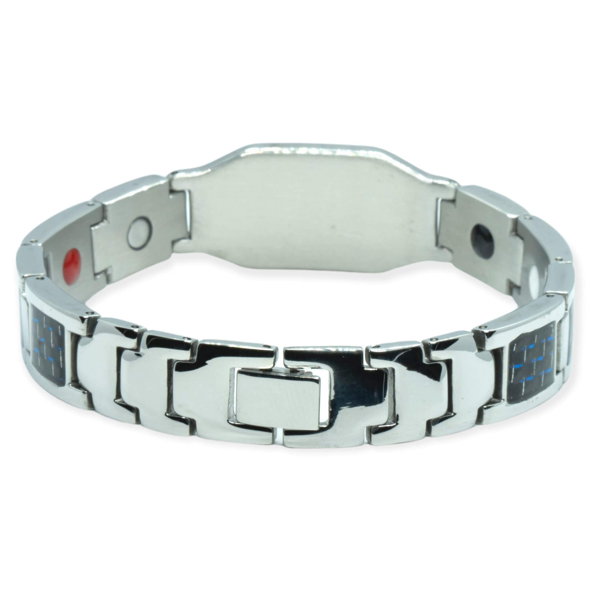 Magneet Armband - Blauw carbon + eigen tekst / symbool