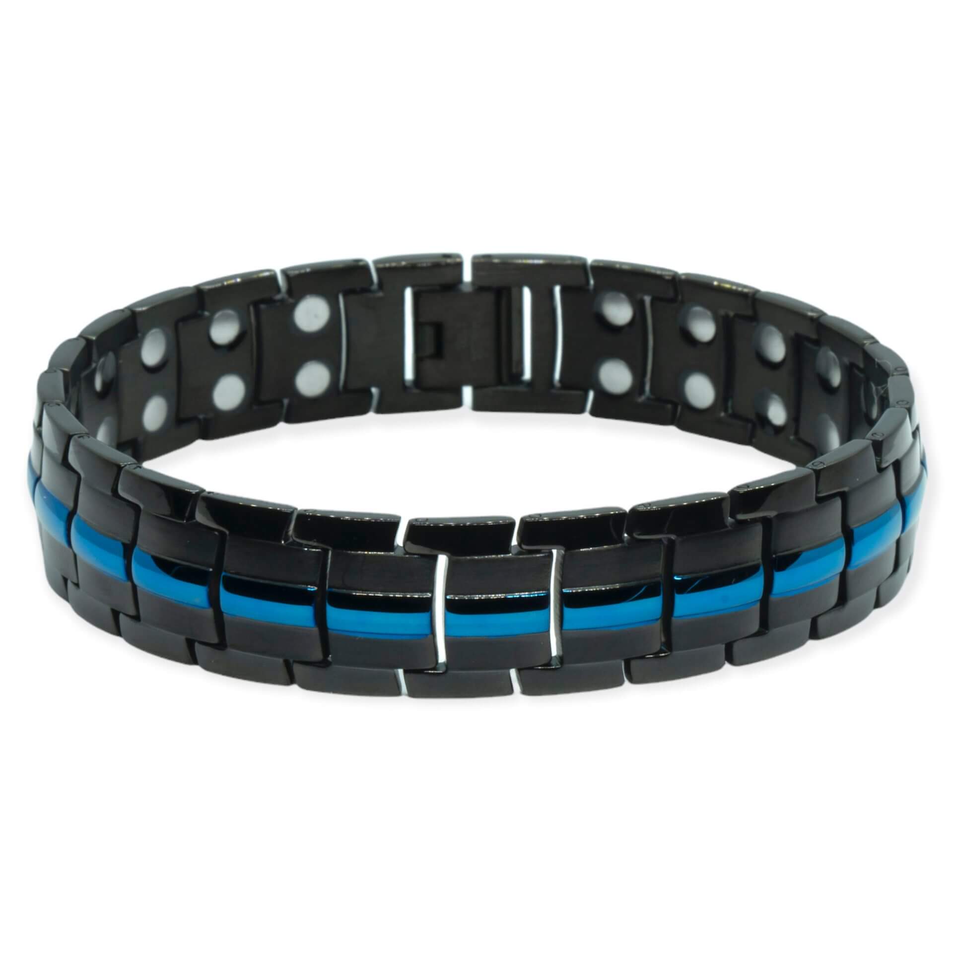Zwarte Magneet Armband – Met blauwe elementen