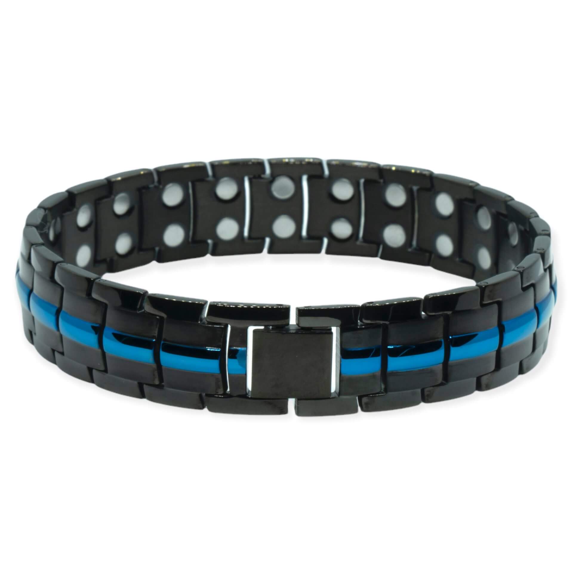 Zwarte Magneet Armband – Met blauwe elementen