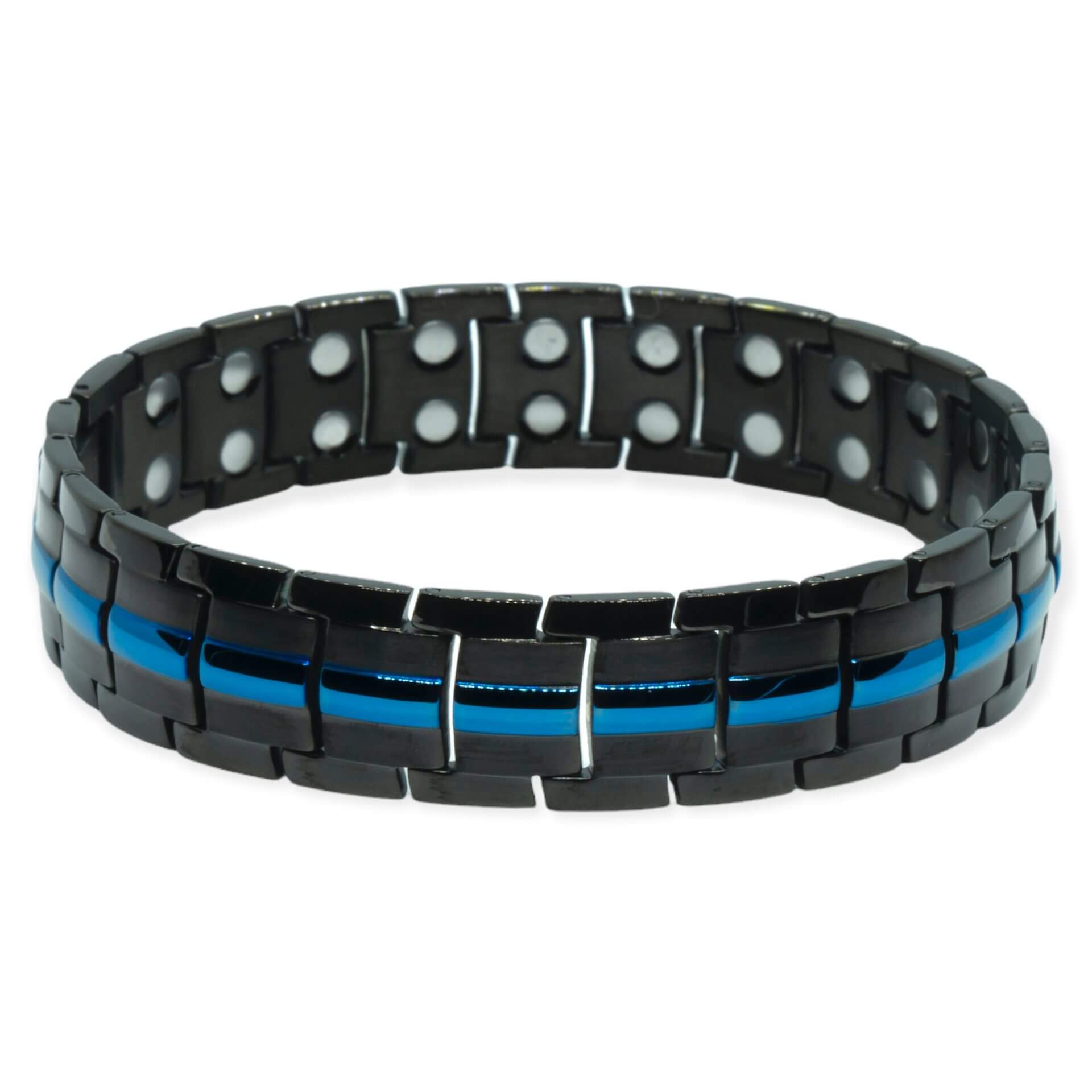 Zwarte Magneet Armband – Met blauwe elementen