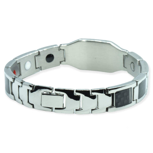Magneet Armband - Zilver carbon + eigen namen / symbool