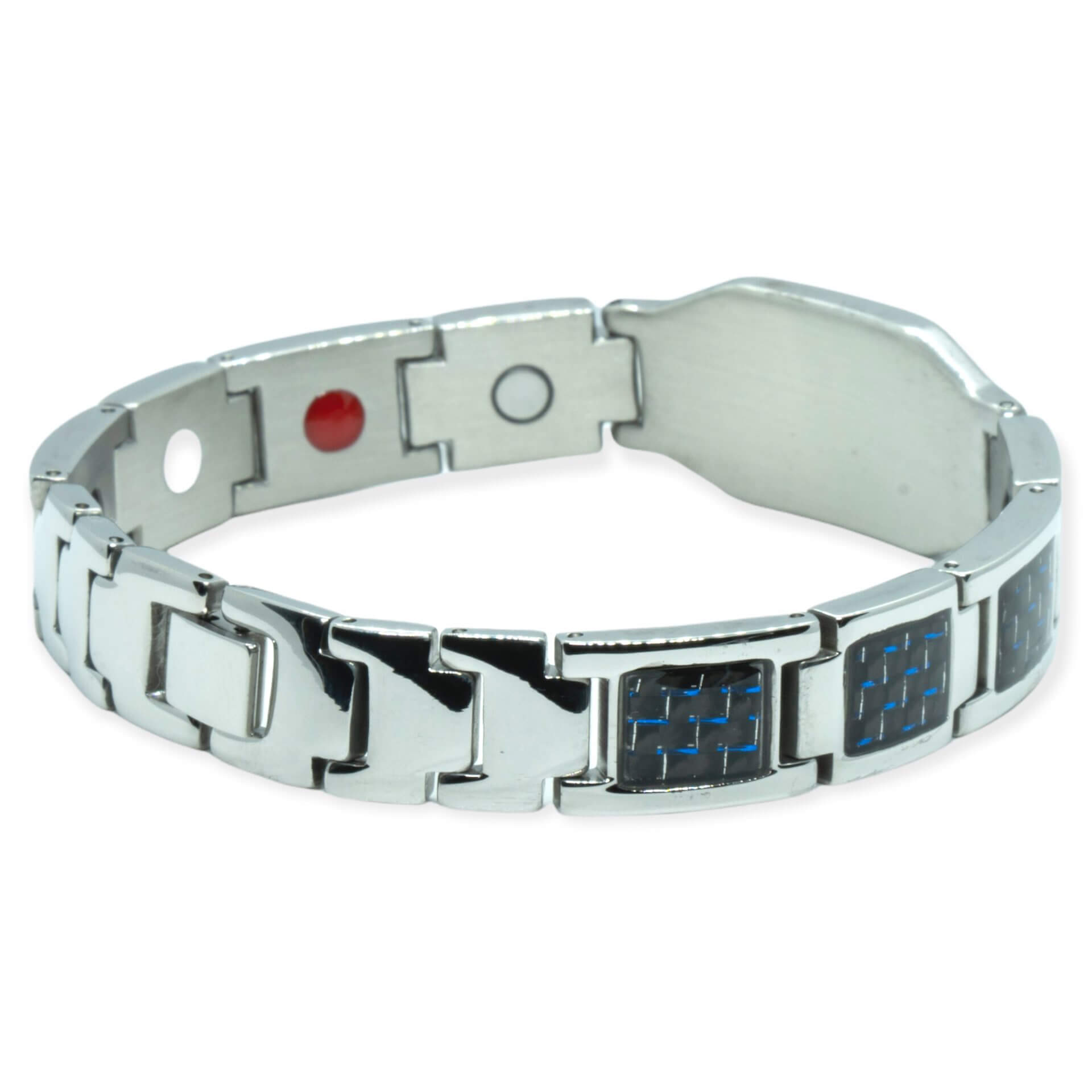 Magneet Armband - Blauw carbon + eigen tekst / symbool